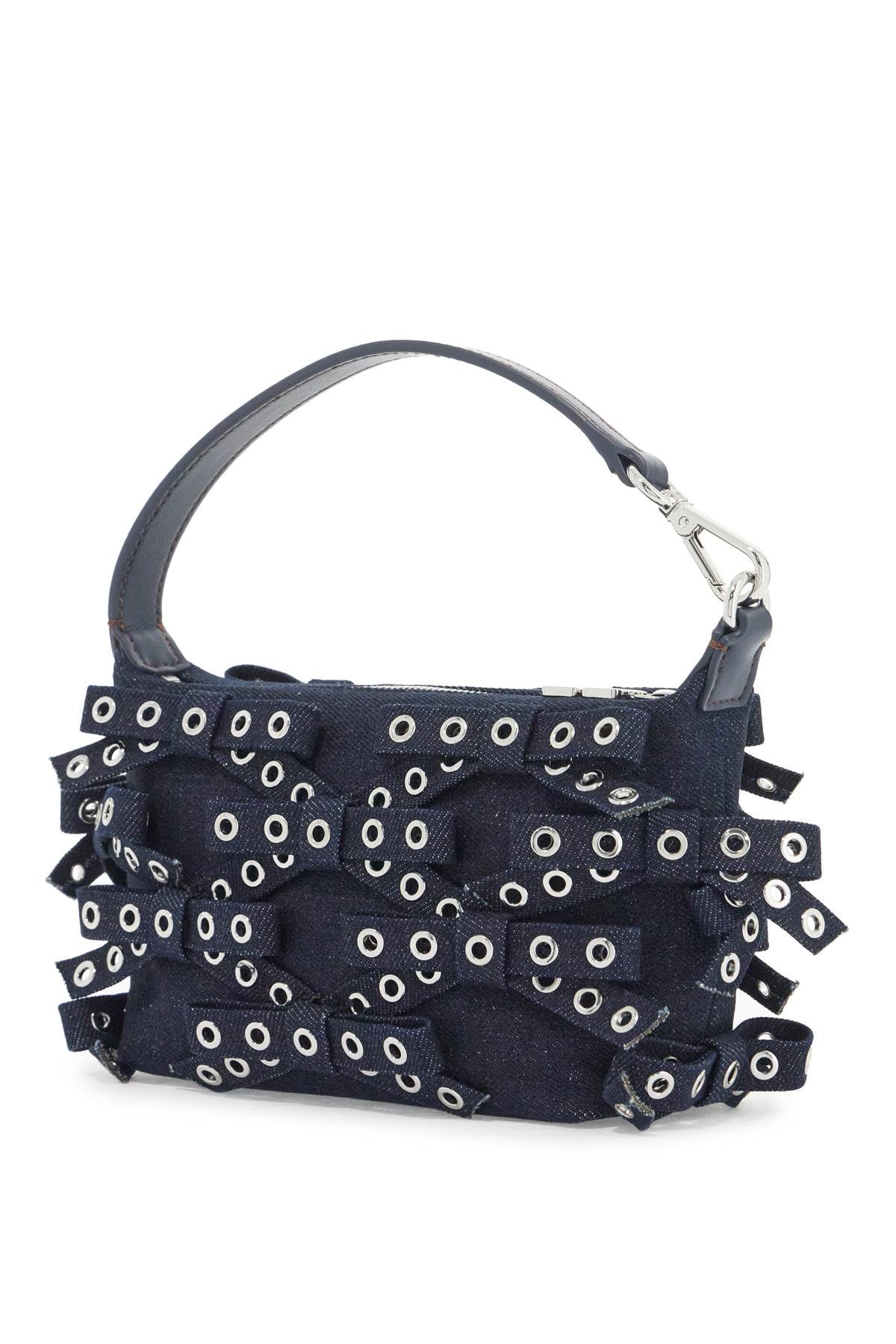 Ganni Mini Bow Eyelet Butterfly Bag: Recycled Denim & Leather image 1