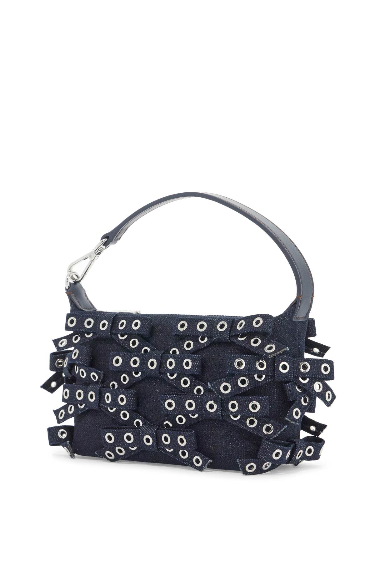 Ganni Mini Bow Eyelet Butterfly Bag: Recycled Denim & Leather image 2