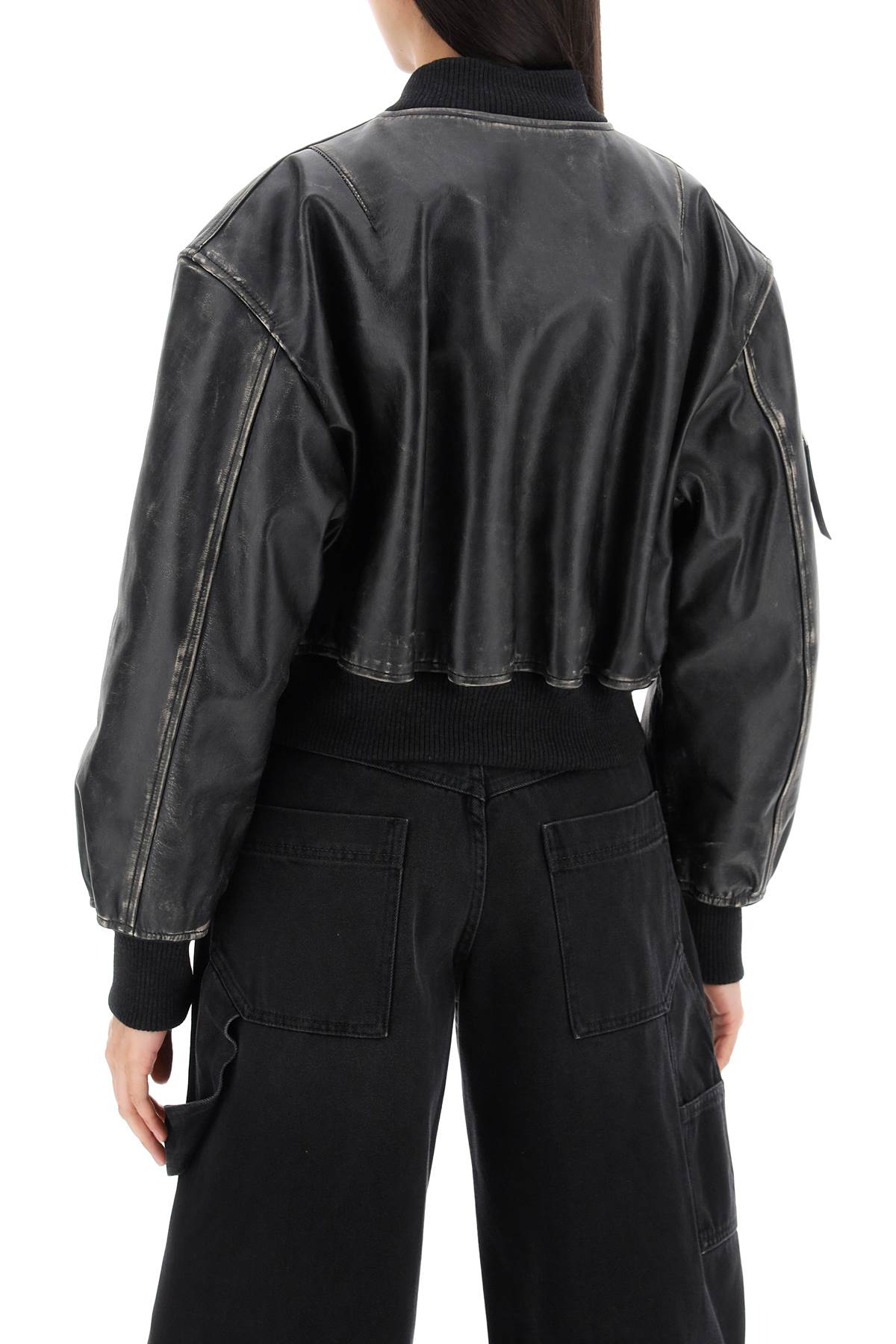 Acne Studios Distressed Leather Bomber Jacket image 2