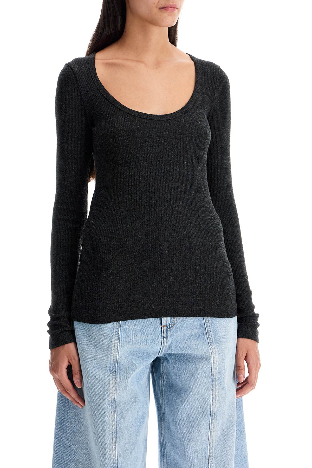 Agolde fitted top with deep neckline image 1