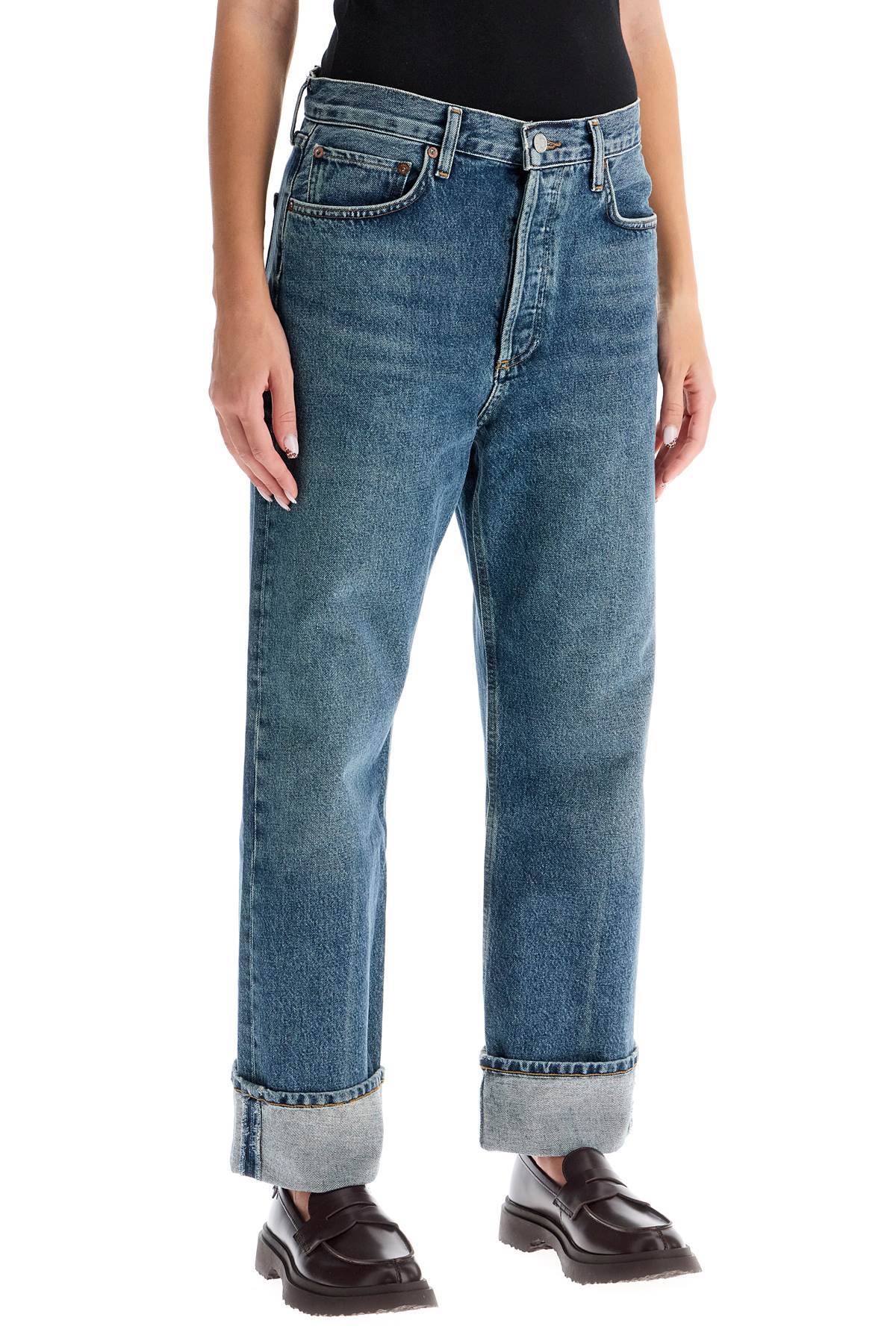 Agolde Fran Straight Low-Waist Jeans - Dark Vintage Wash image 1