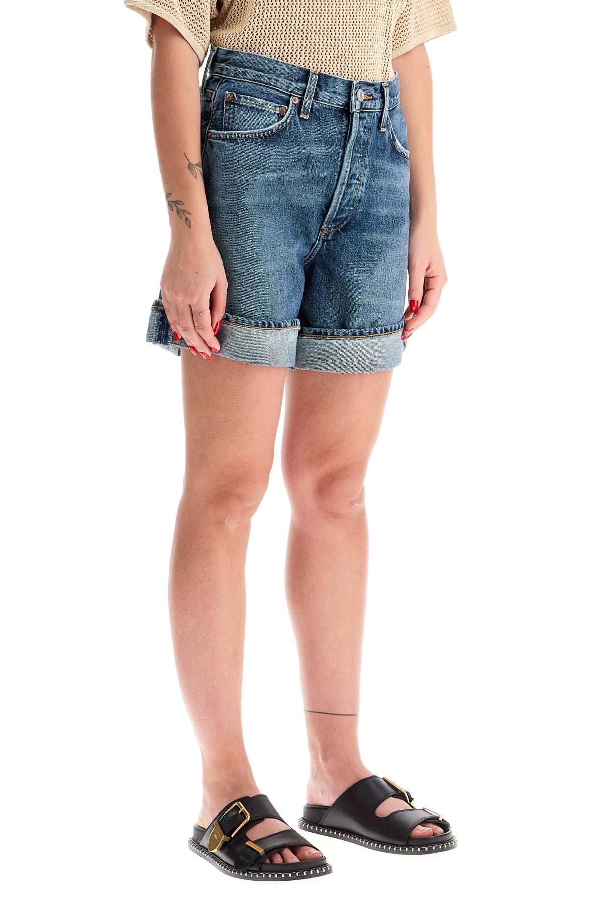 Agolde Women's High-Waisted Baggy Denim Shorts - Medium Wash image 1