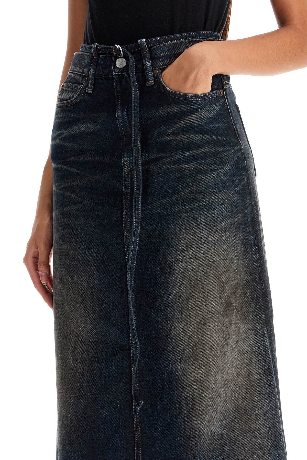 Acne Studios Dark Wash Denim Maxi Skirt with Adjustable Belt image 3