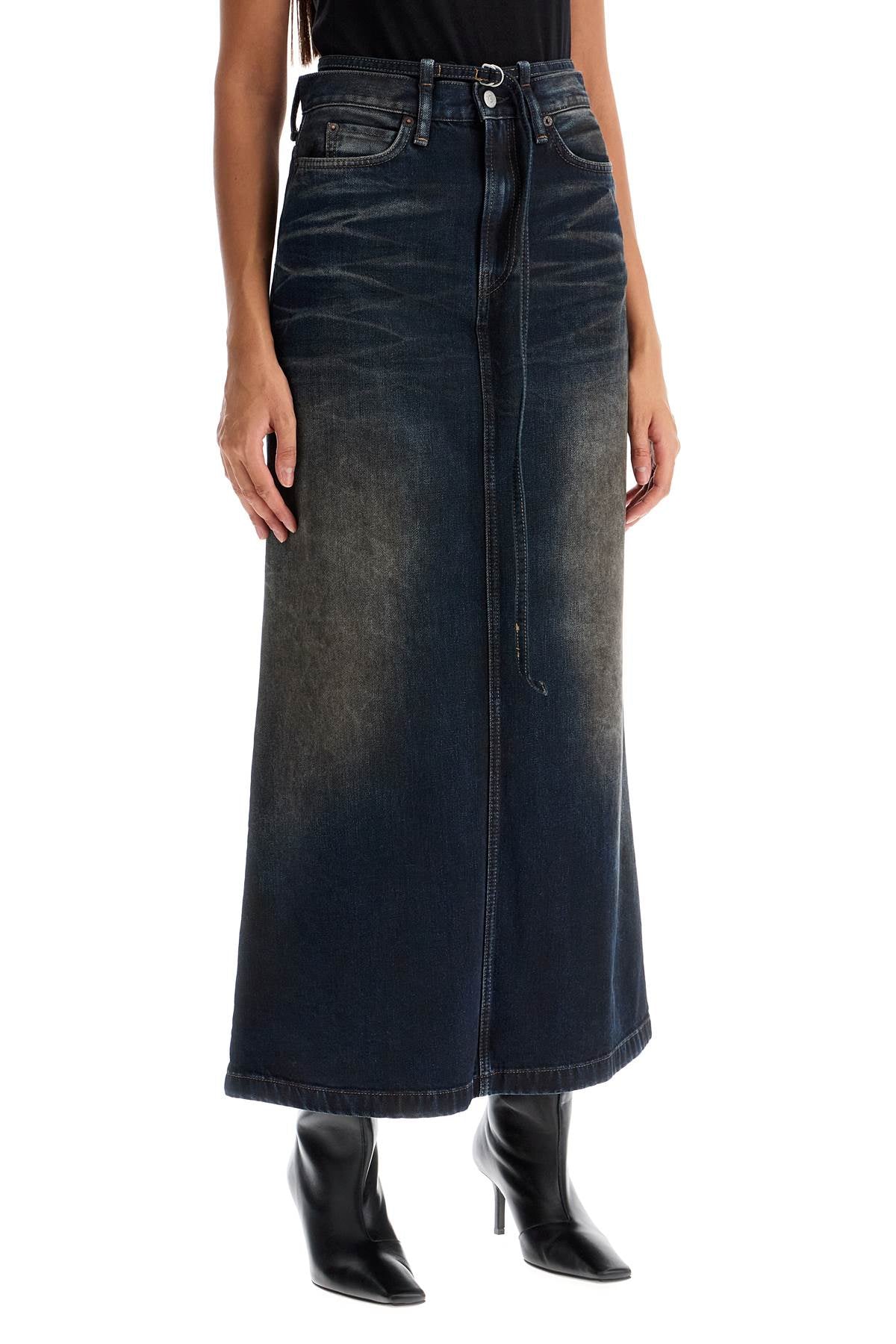 Acne Studios Dark Wash Denim Maxi Skirt with Adjustable Belt image 1