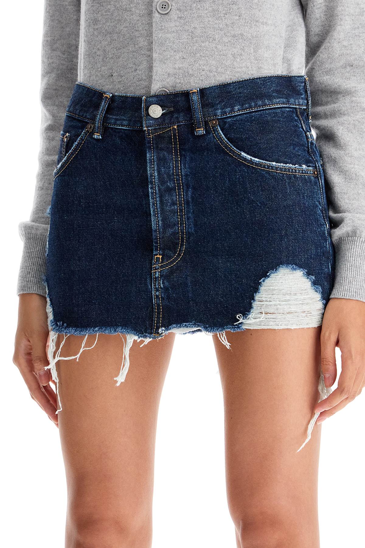 Acne Studios destroyed denim mini skirt image 3