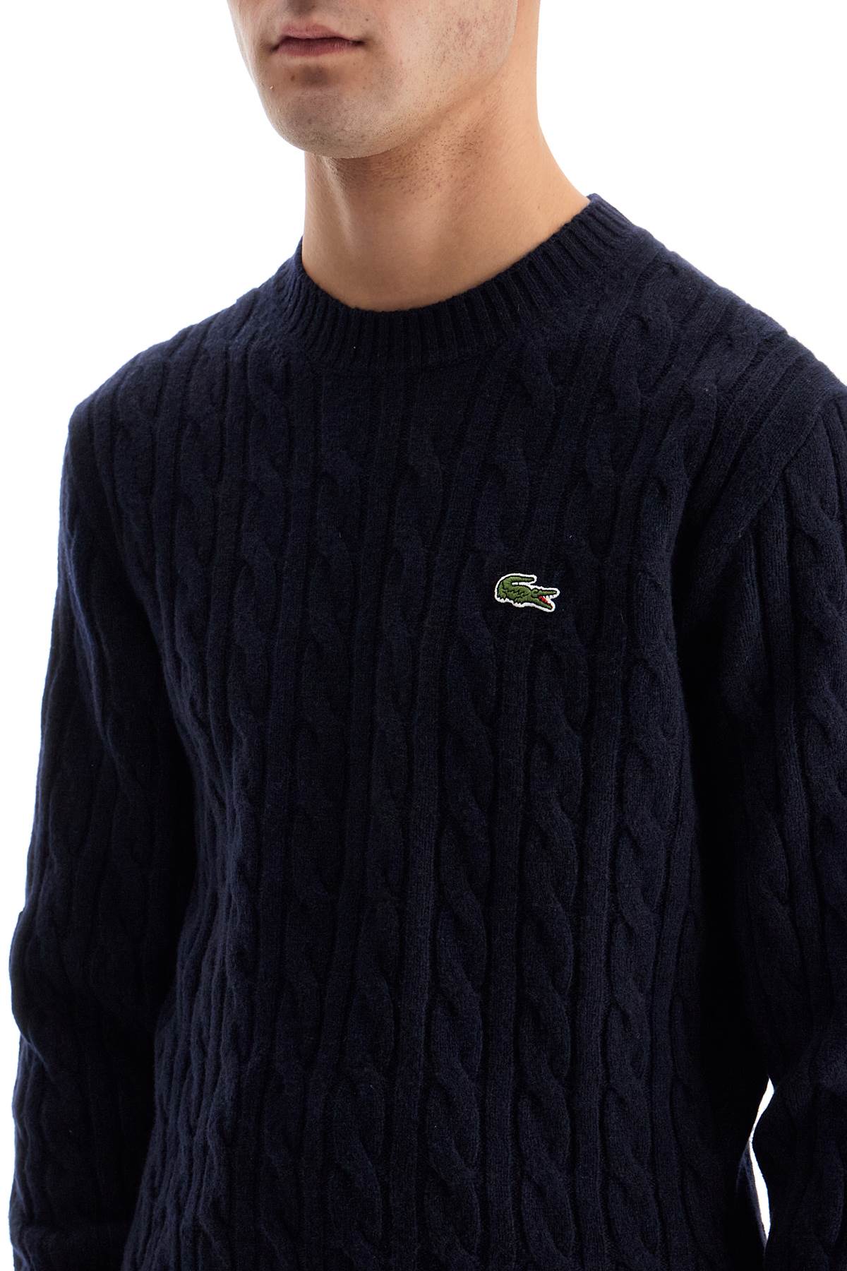 Lacoste Men's Classic Fit Cable Knit Wool Pullover image 3