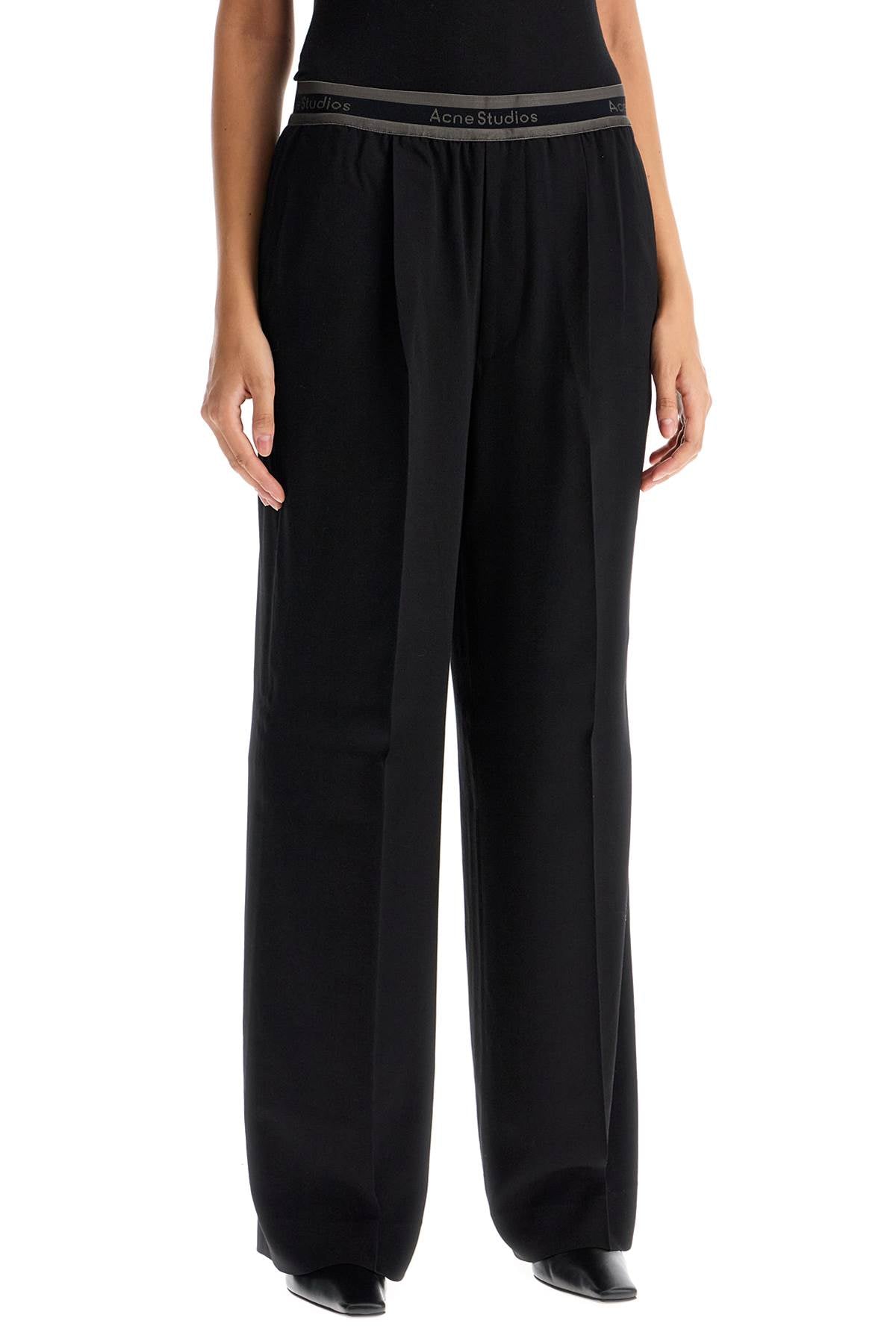 Acne Studios wide twill pants with elastic waistband image 1