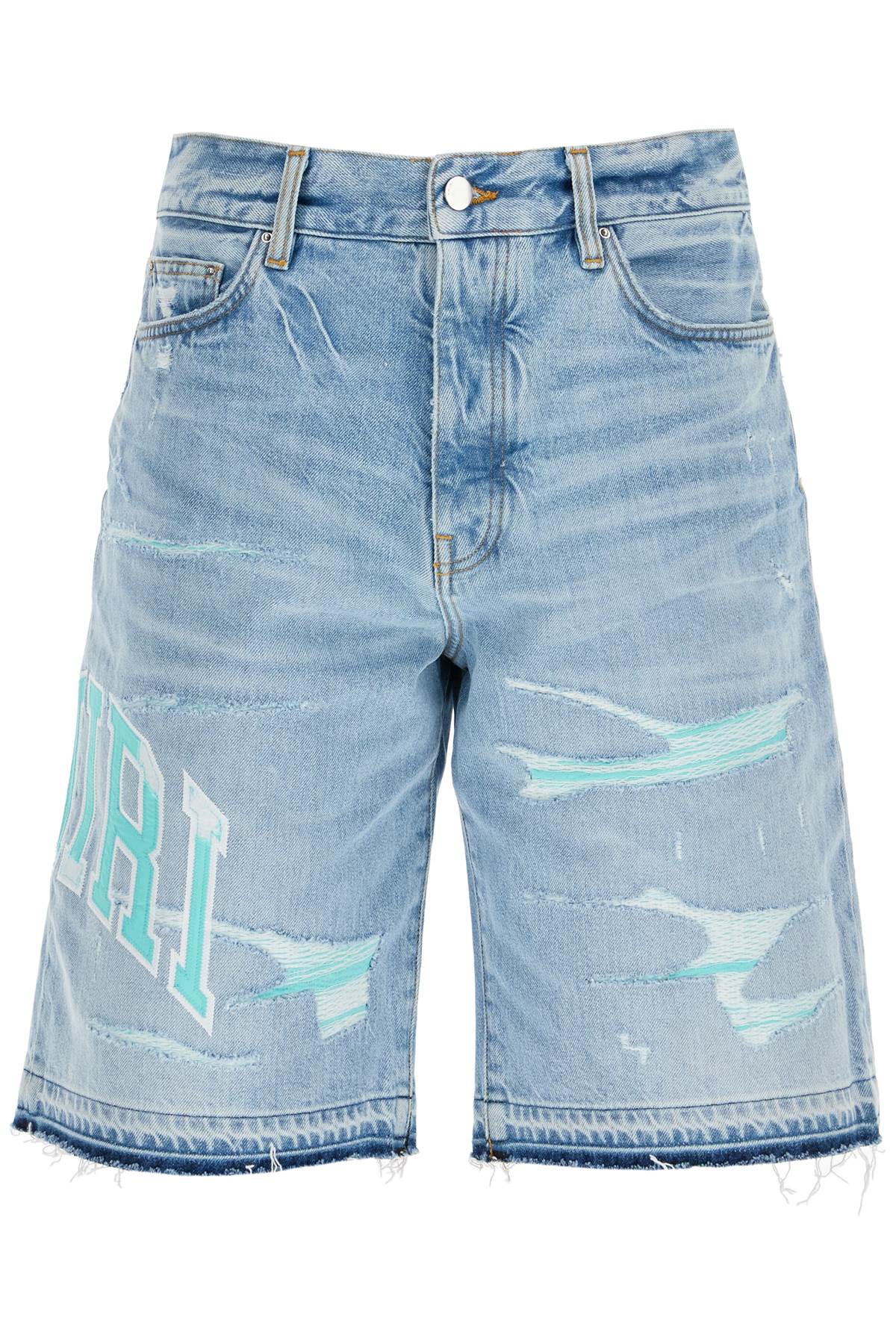 Amiri denim logo varsity bermuda shorts image 0