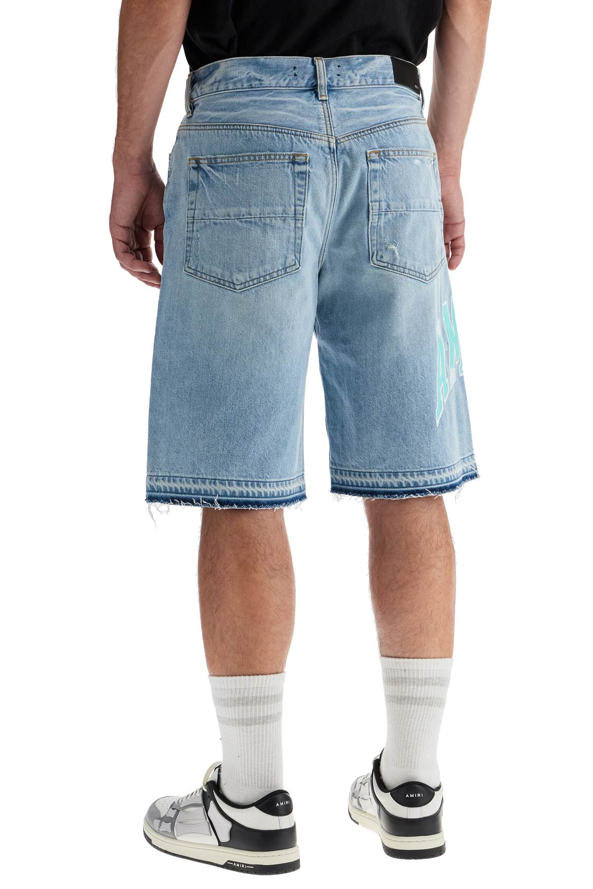 Amiri denim logo varsity bermuda shorts image 2