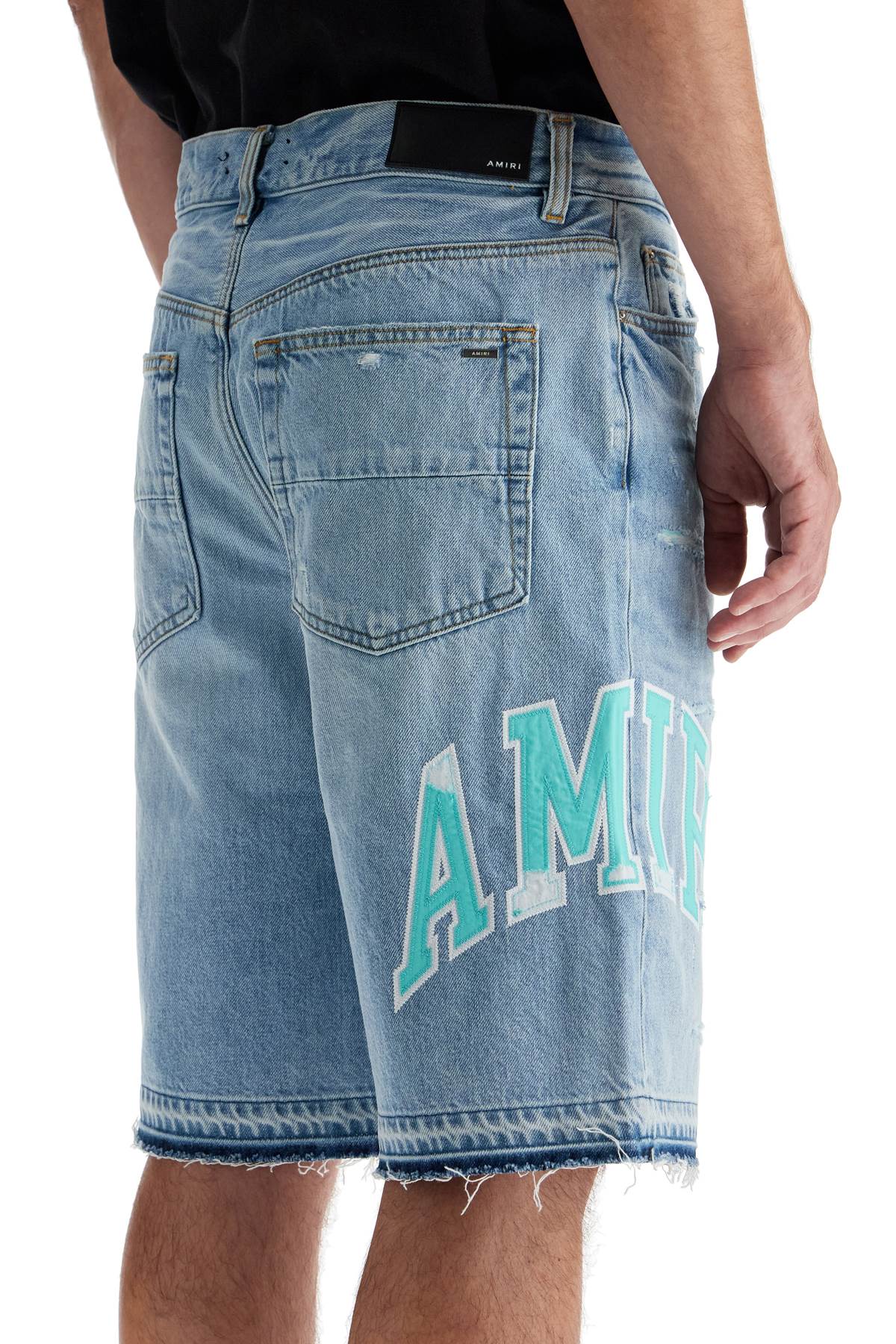 Amiri denim logo varsity bermuda shorts image 3