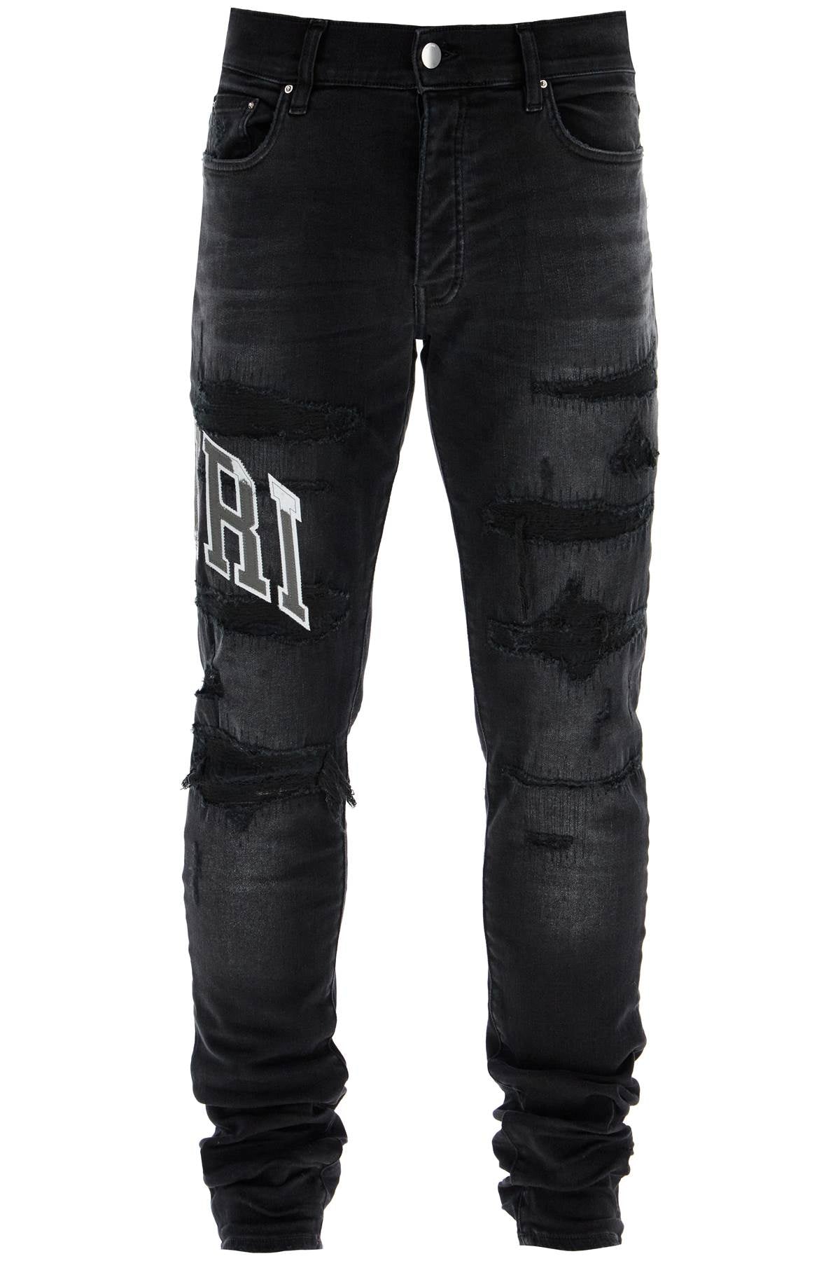 Amiri skinny jeans with varsity logo image 0