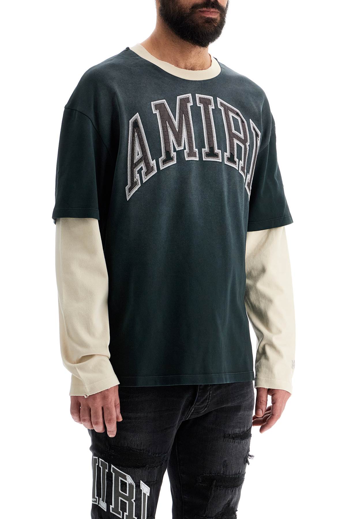 Amiri Vintage Long Sleeve T-Shirt with Varsity Logo Patch image 1