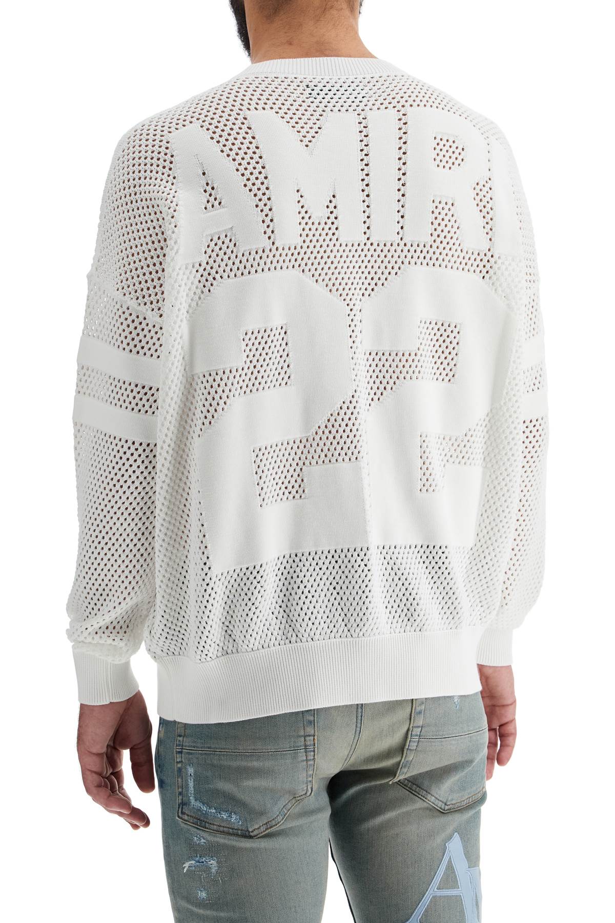 Amiri neck perforated knit sweater image 2