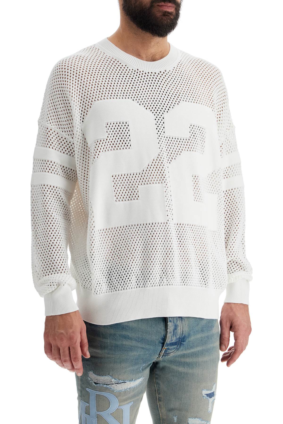 Amiri neck perforated knit sweater image 1