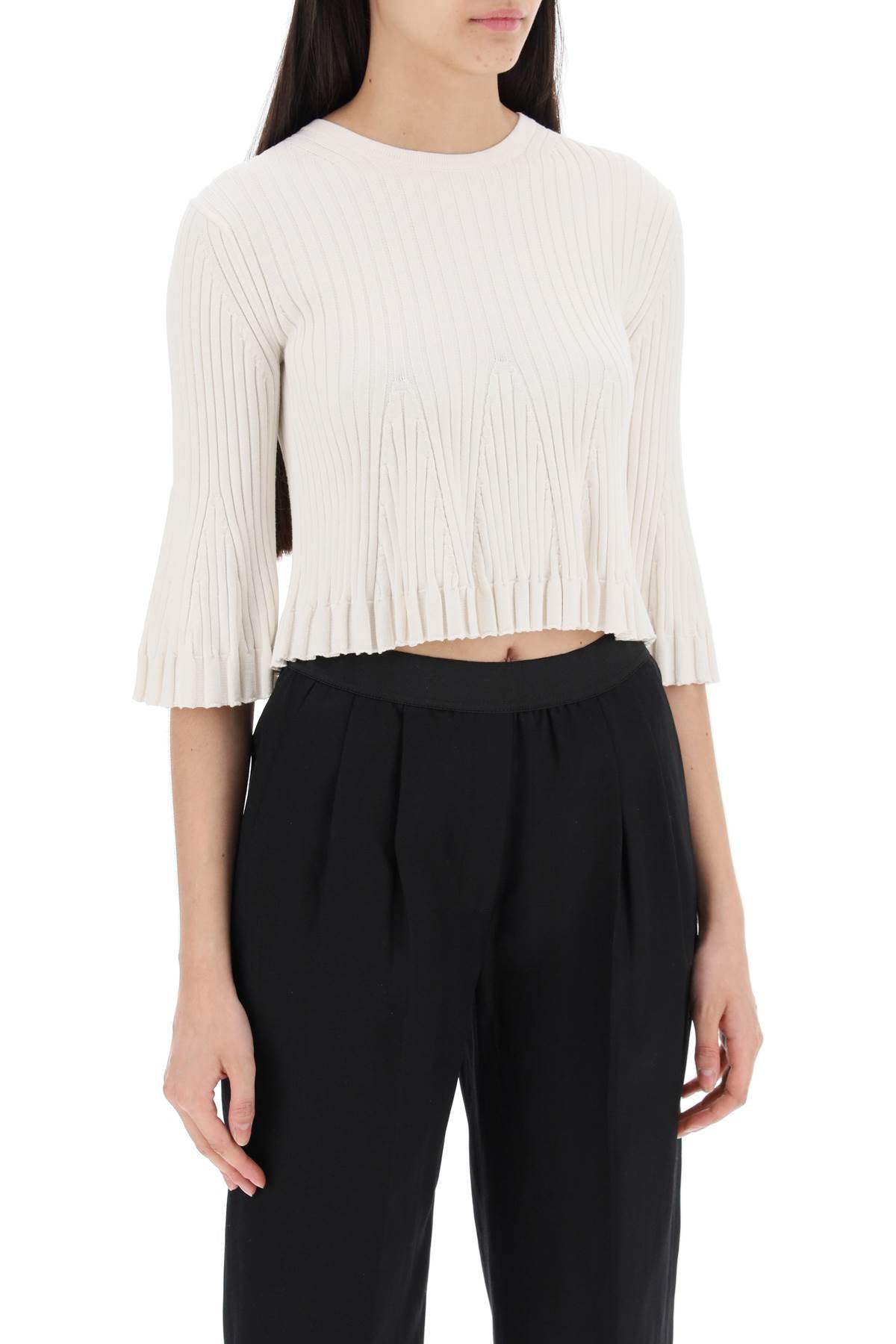 Loulou Studio silk and cotton knit ammi crop top in image 1