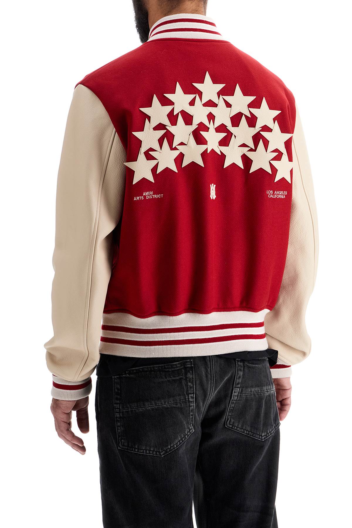 Amiri Stars Bomber Jacket - Wool Blend with Leather Sleeves image 2