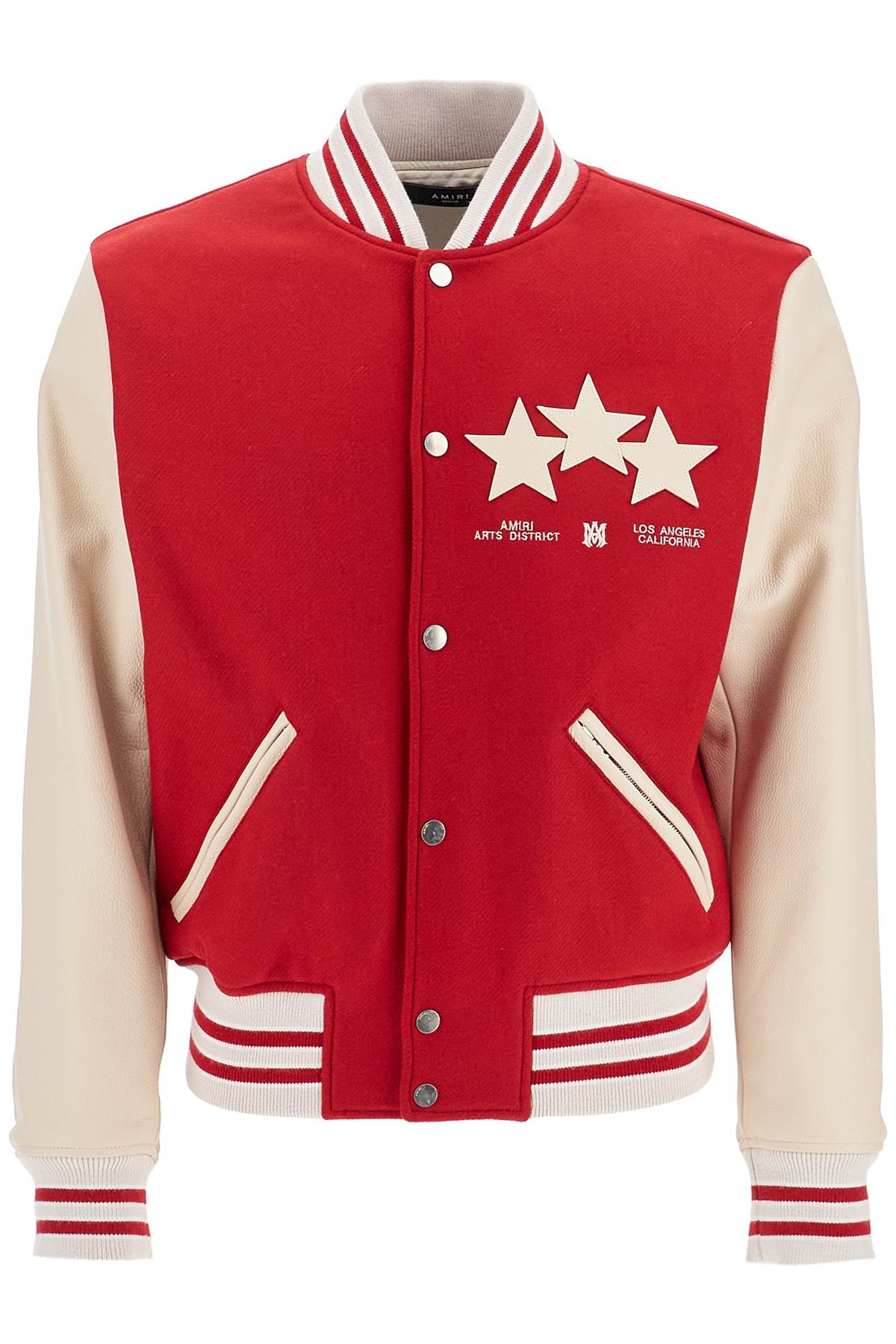 Amiri Stars Bomber Jacket - Wool Blend with Leather Sleeves image 0