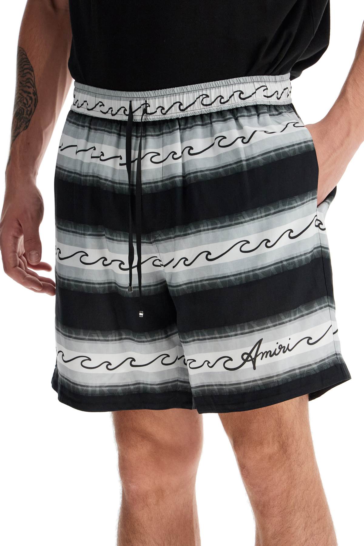 Amiri Baja Stripe Wave Drawstring Bermuda Shorts image 3