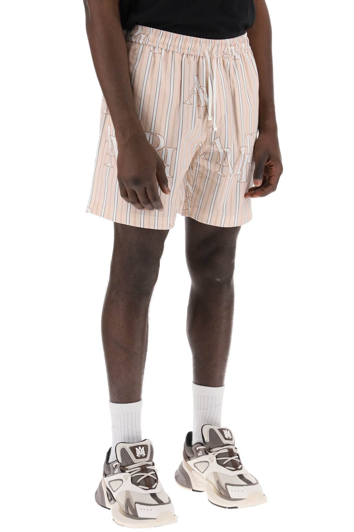 Amiri Striped Technical Poplin Bermuda Shorts with Logo image 1