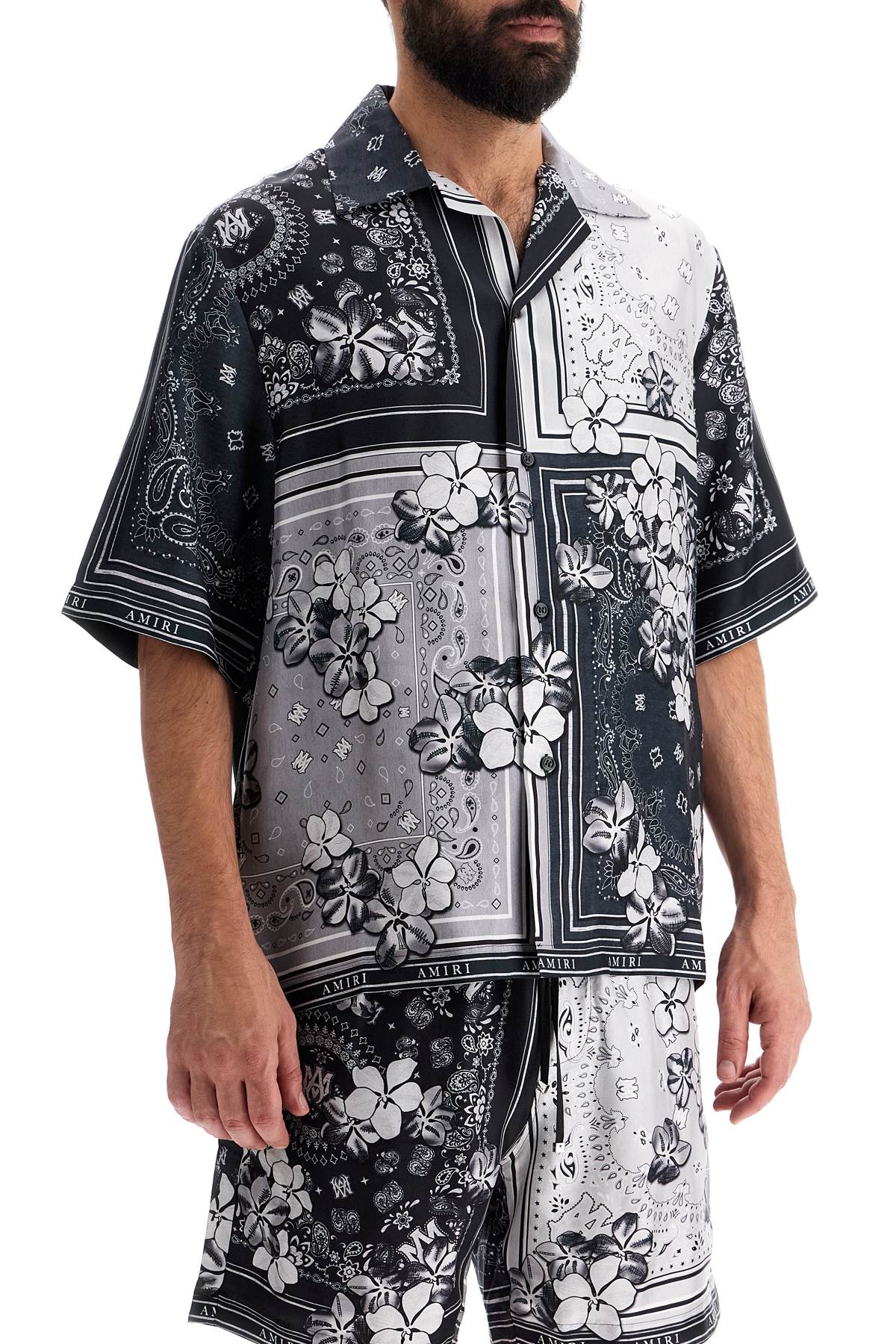 Amiri Floral Bandana Print Silk Bowling Shirt image 1