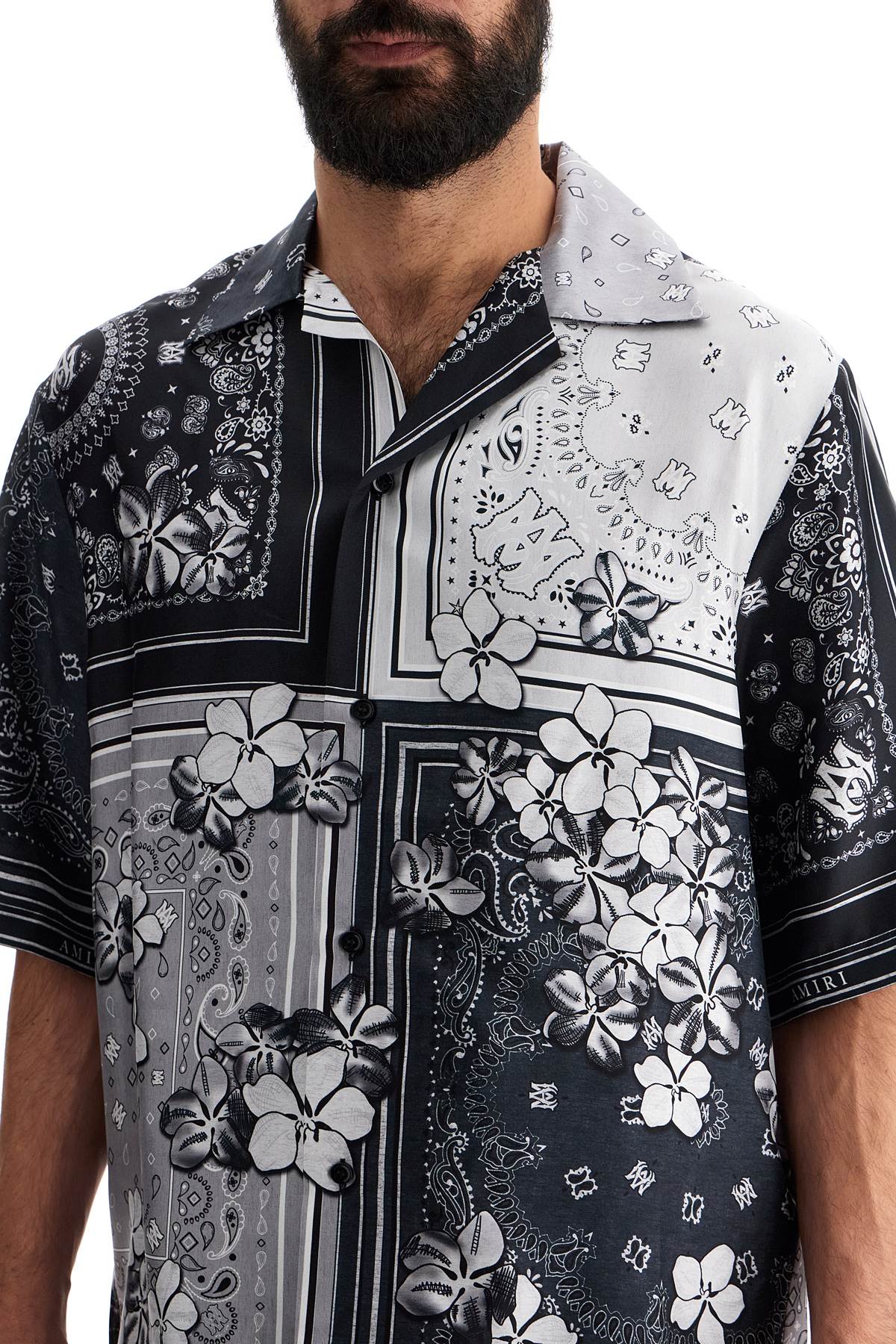 Amiri Floral Bandana Print Silk Bowling Shirt image 3