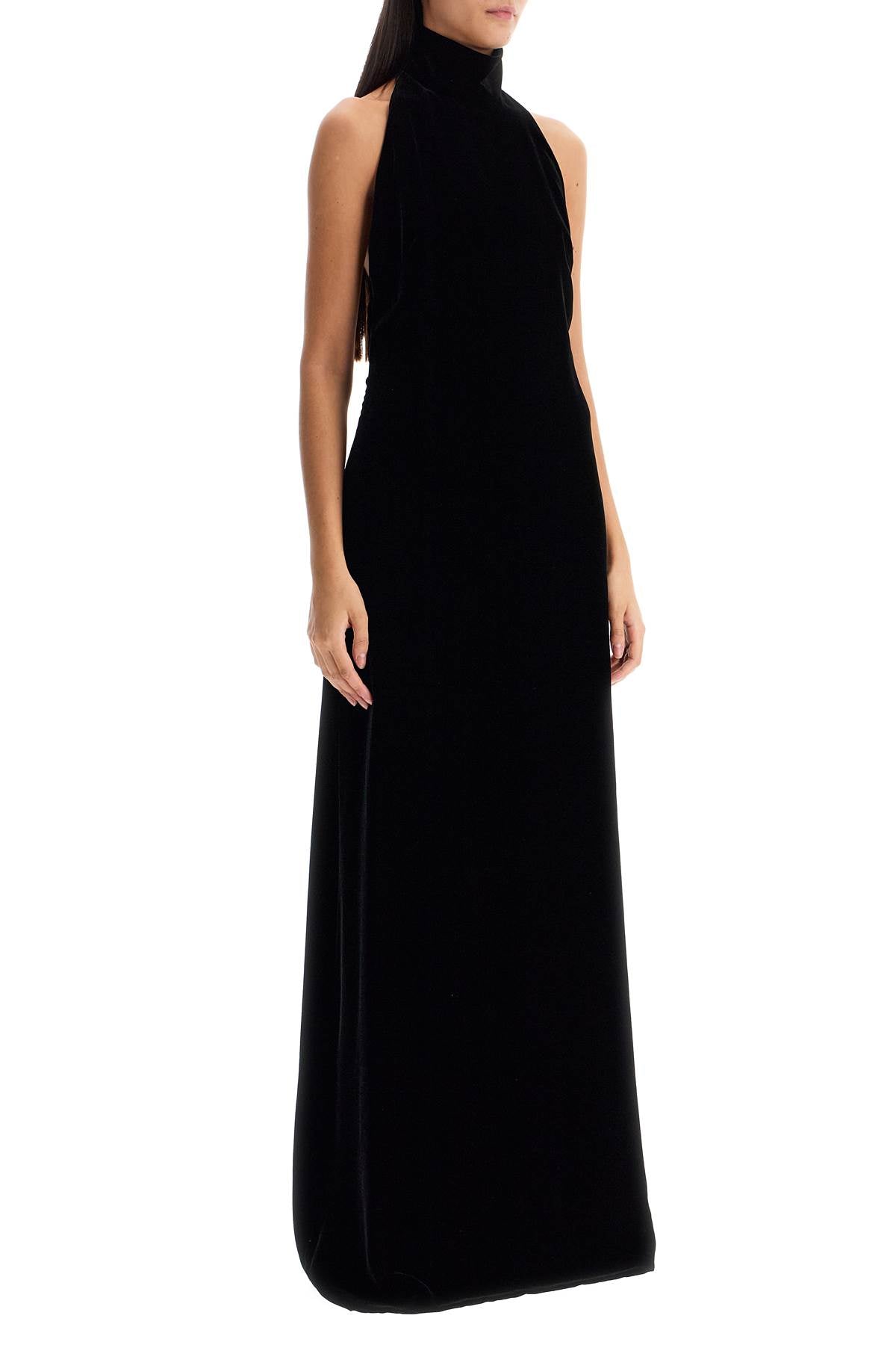 Max Mara Pianoforte Long Velvet Dress with Jewel Chain Detail image 1