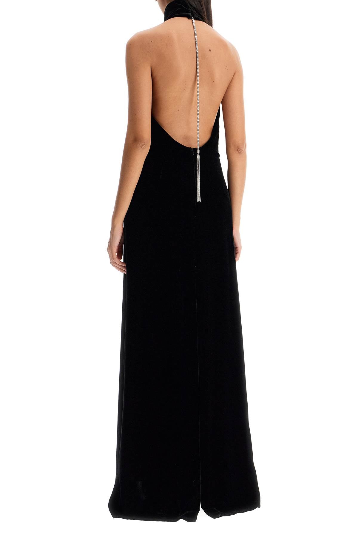 Max Mara Pianoforte Long Velvet Dress with Jewel Chain Detail image 2