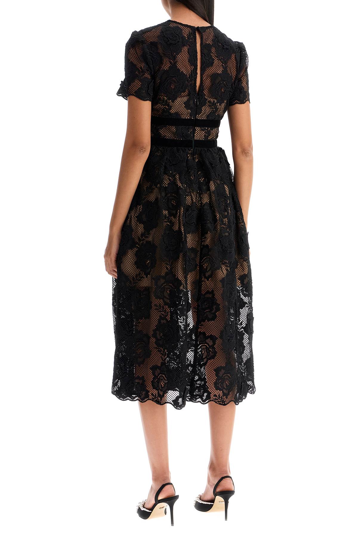 Self-Portrait Guipure Lace Midi Dress with Bows image 2