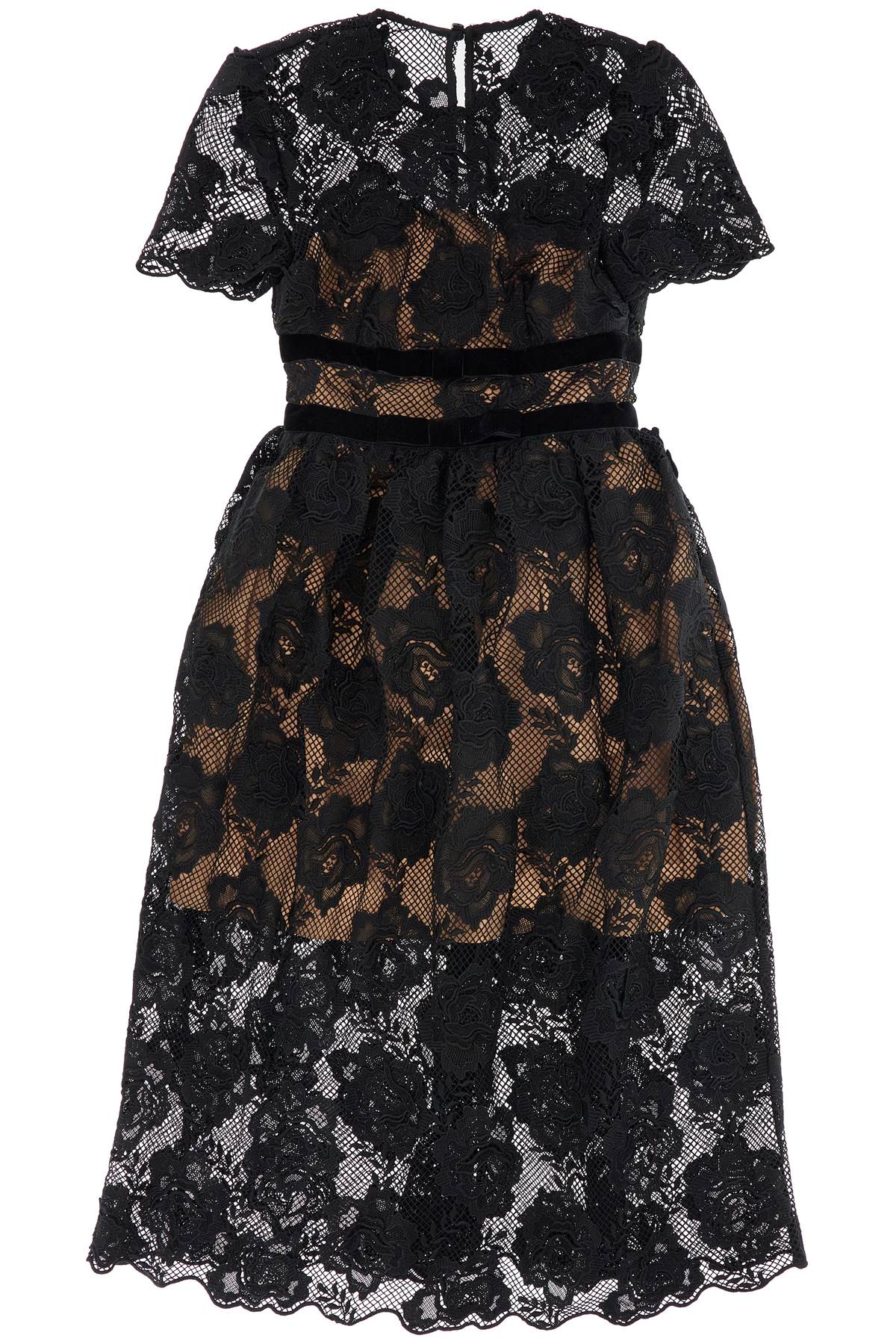 Self-Portrait Guipure Lace Midi Dress with Bows image 0