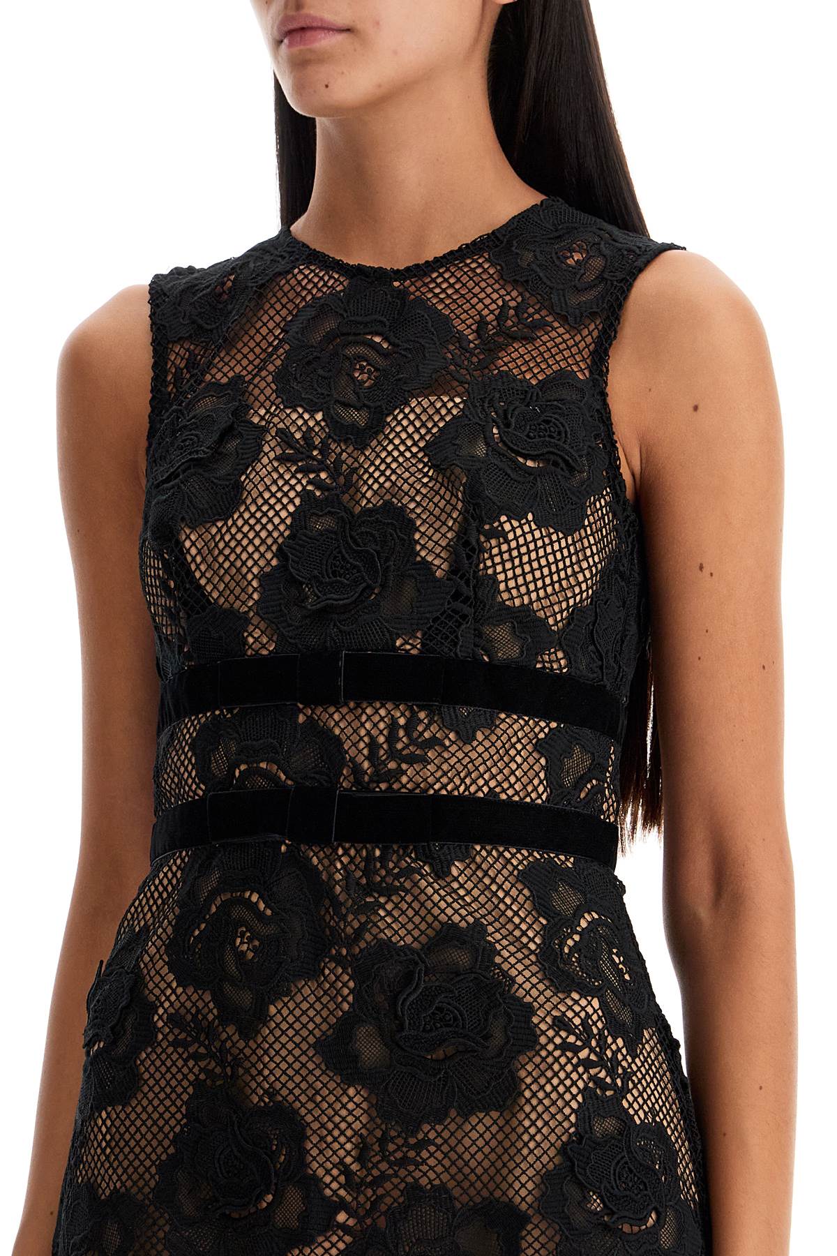 Self-Portrait Guipure Lace Mini Dress with Velvet Bows image 3