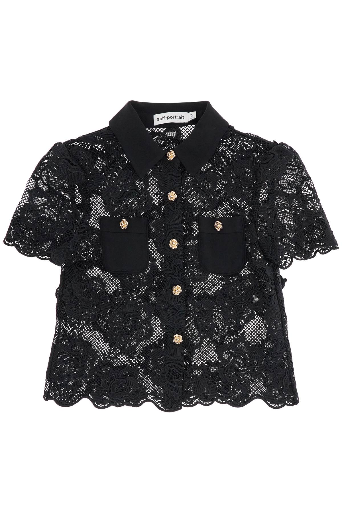 Self-Portrait Guipure Lace Top with Golden Buttons image 0