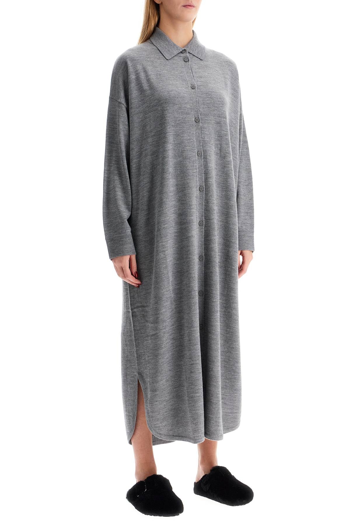 Mr Mittens Long Merino Wool Ribbed Knit Chemisier Dress image 1