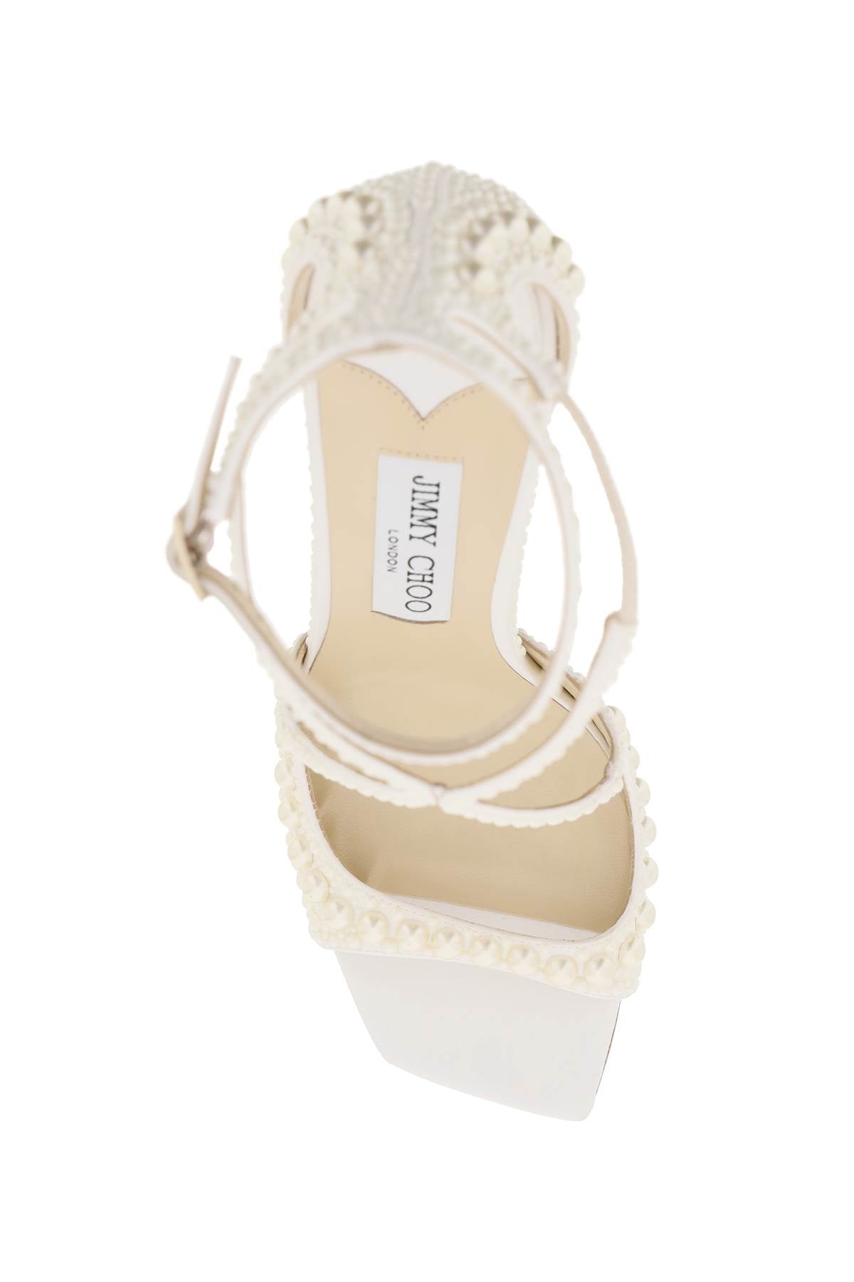 Jimmy Choo Azia 95 Pearl-Embellished Satin Sandals image 1