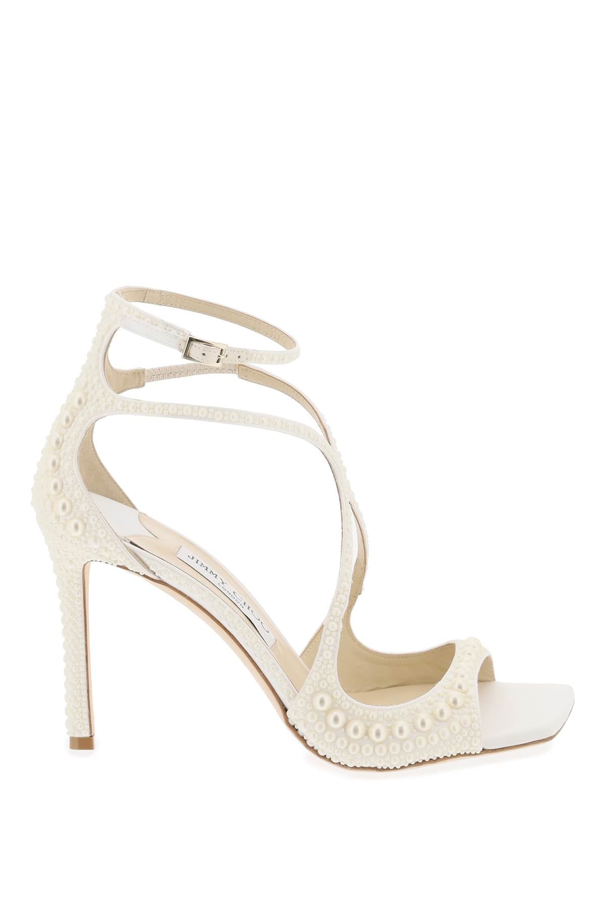 Jimmy Choo Azia 95 Pearl-Embellished Satin Sandals image 0