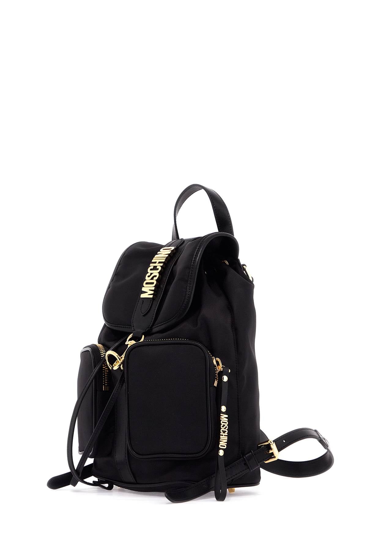 Moschino Cotton Blend Backpack with Metal Logo Lettering image 2