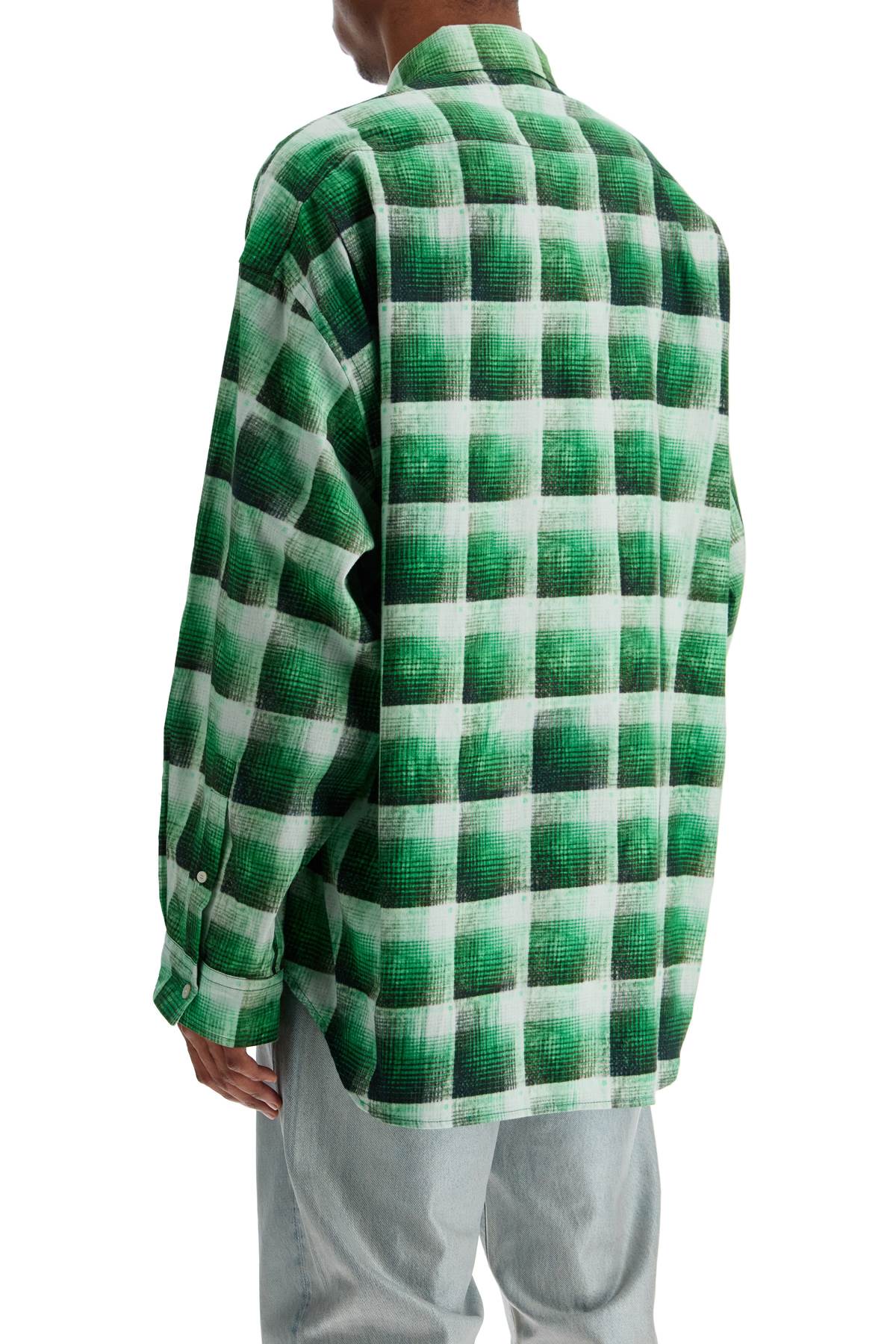 Acne Studios green checkered cotton flannel shirt image 2