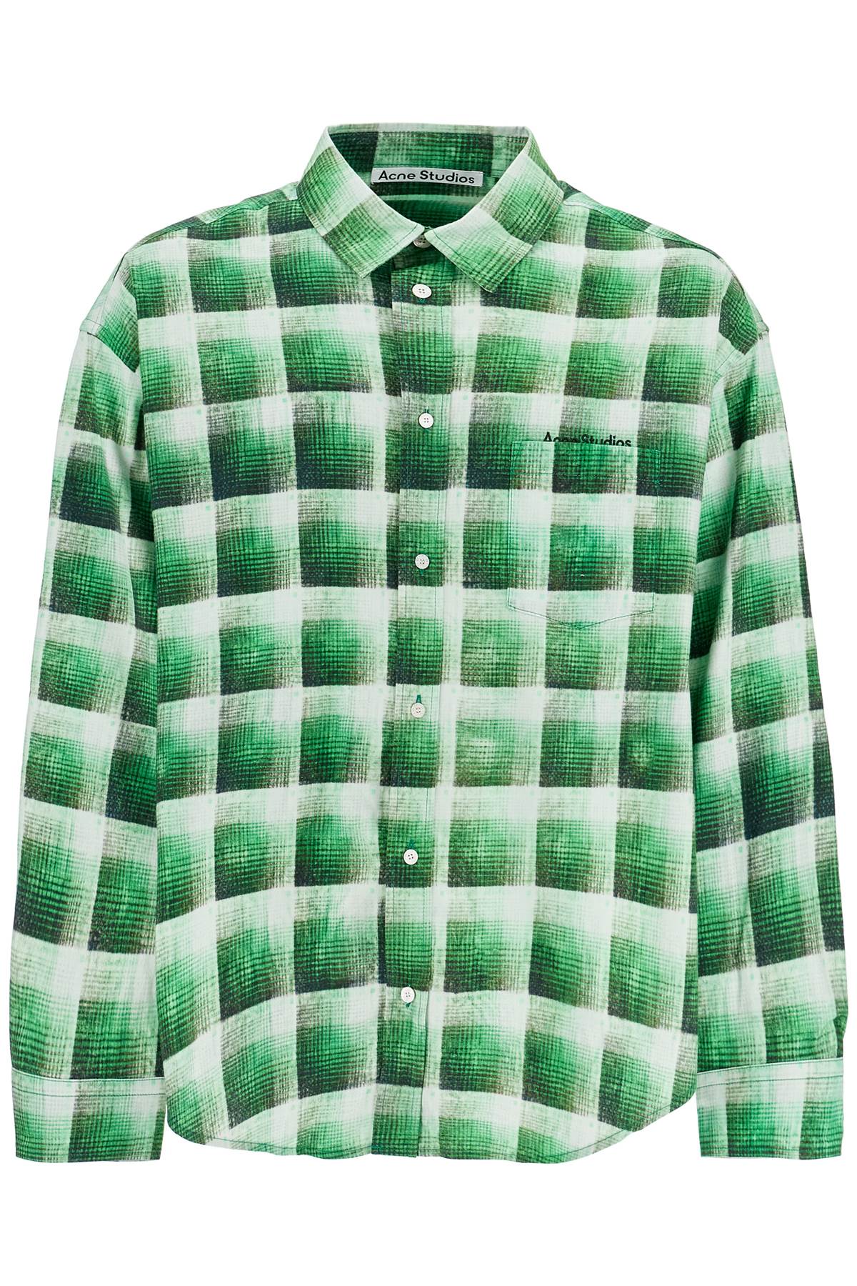 Acne Studios green checkered cotton flannel shirt image 0