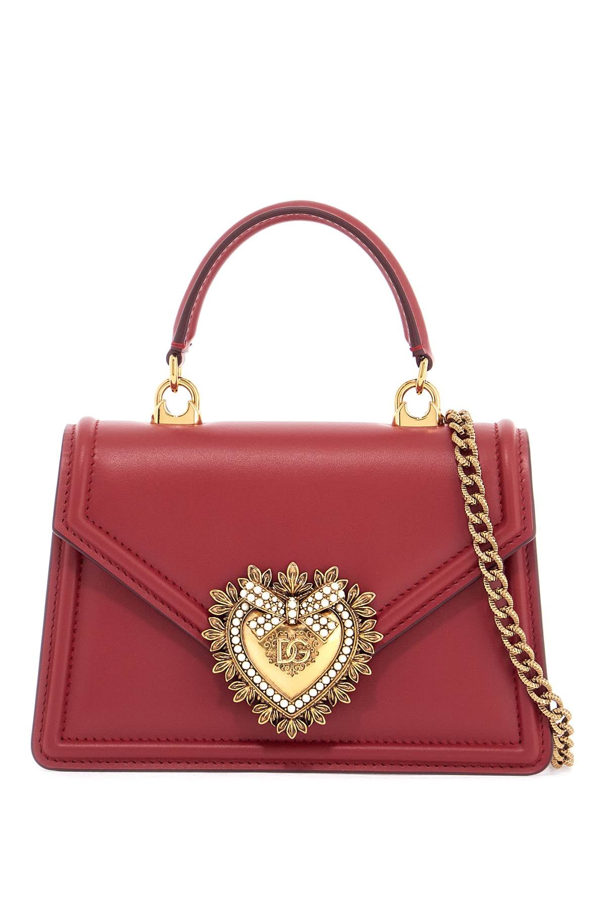 Dolce & Gabbana red poppy leather shoulder and crossbody bag with heart motif image 0