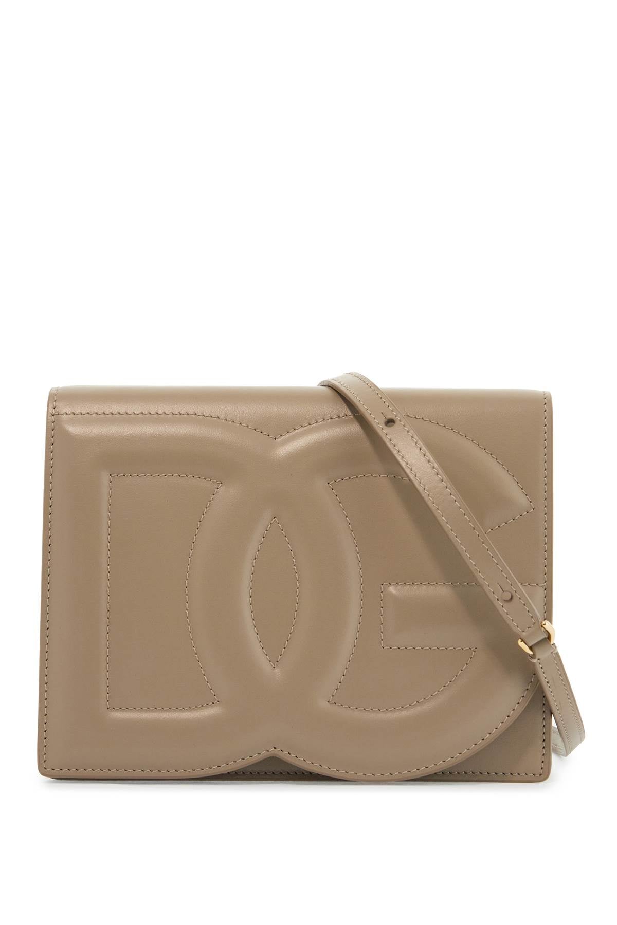 Dolce & Gabbana taupe calfskin crossbody bag with adjustable strap image 0