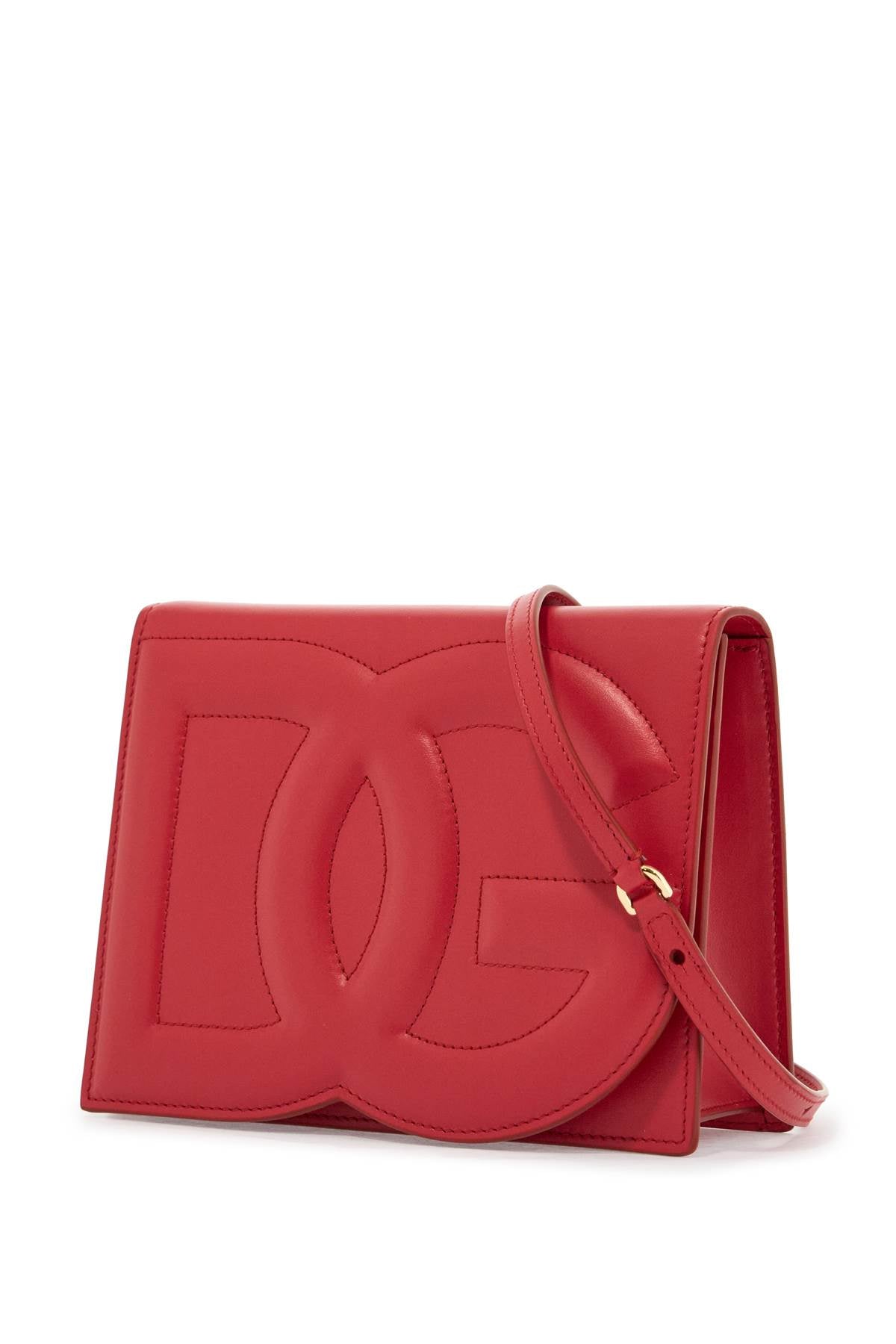 Dolce & Gabbana red calfskin shoulder bag with 3d logo image 2