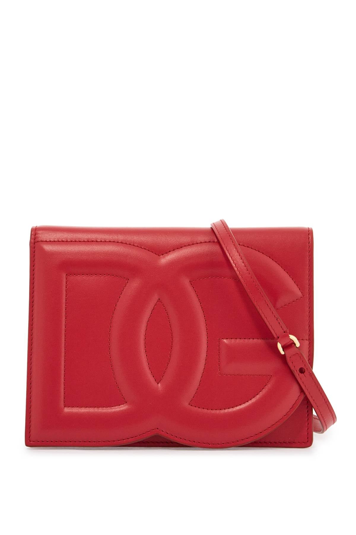 Dolce & Gabbana red calfskin shoulder bag with 3d logo image 0