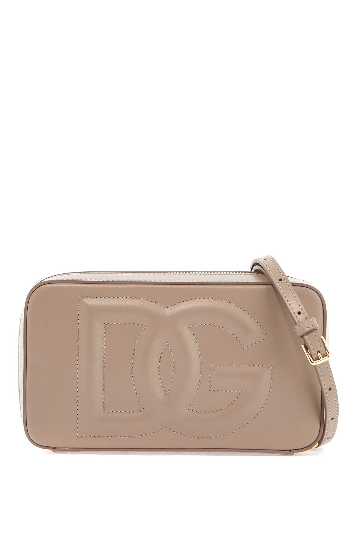 Dolce & Gabbana taupe leather shoulder bag with gold zip image 0