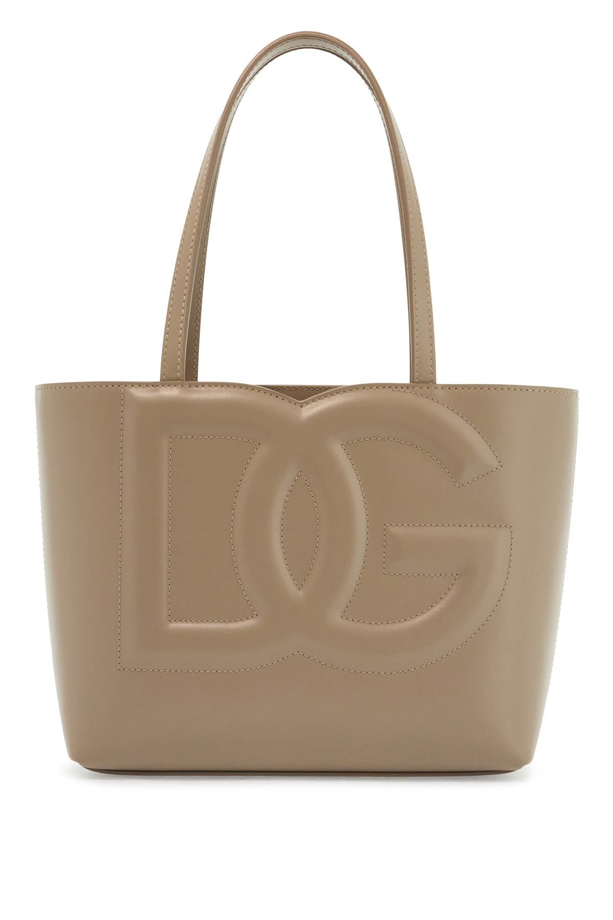 Dolce & Gabbana structured shopping bag in taupe smooth calfskin image 0