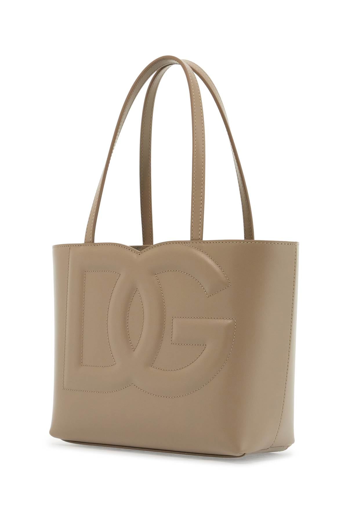 Dolce & Gabbana structured shopping bag in taupe smooth calfskin image 2