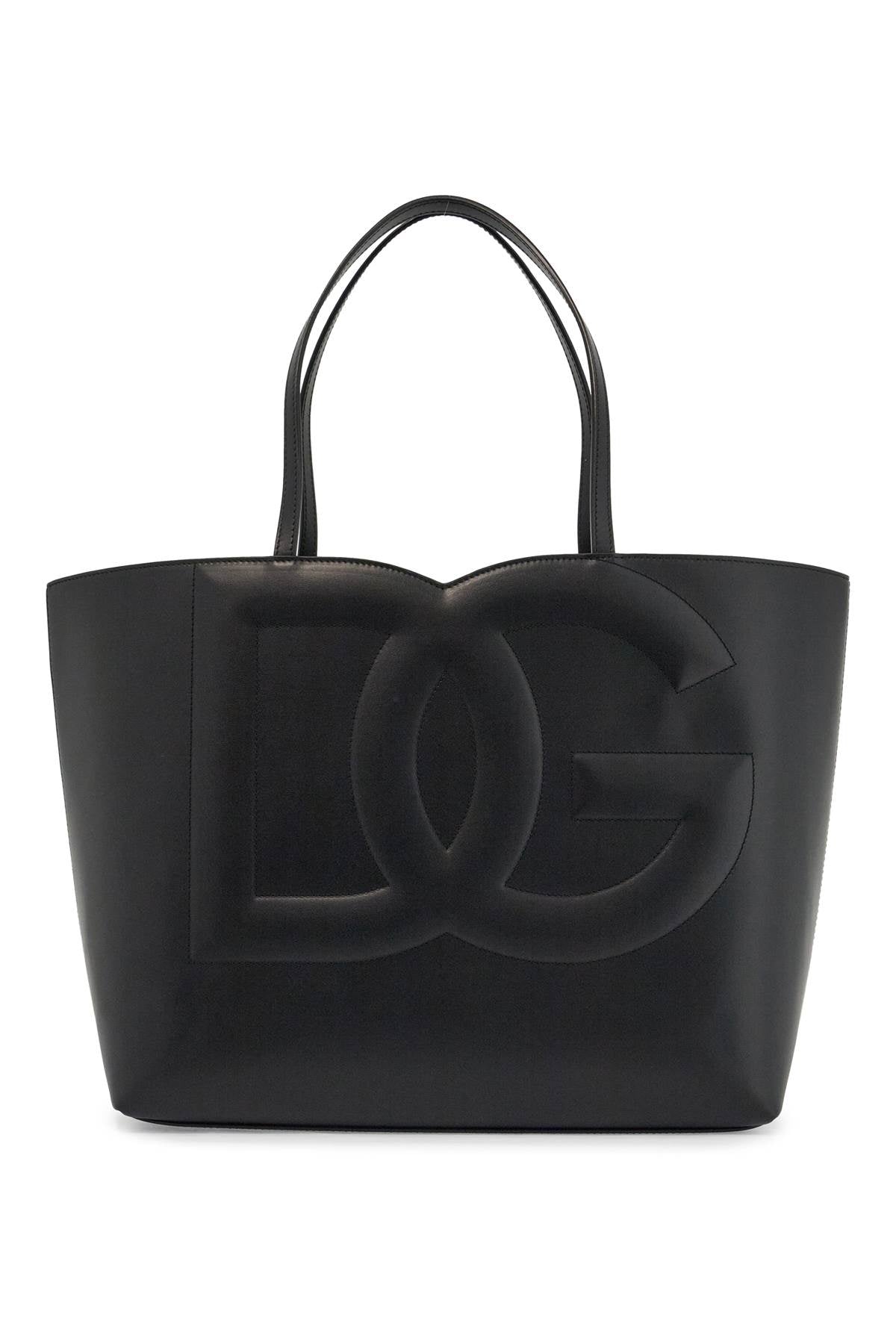 Dolce & Gabbana black calfskin shopping bag with embossed logo image 0