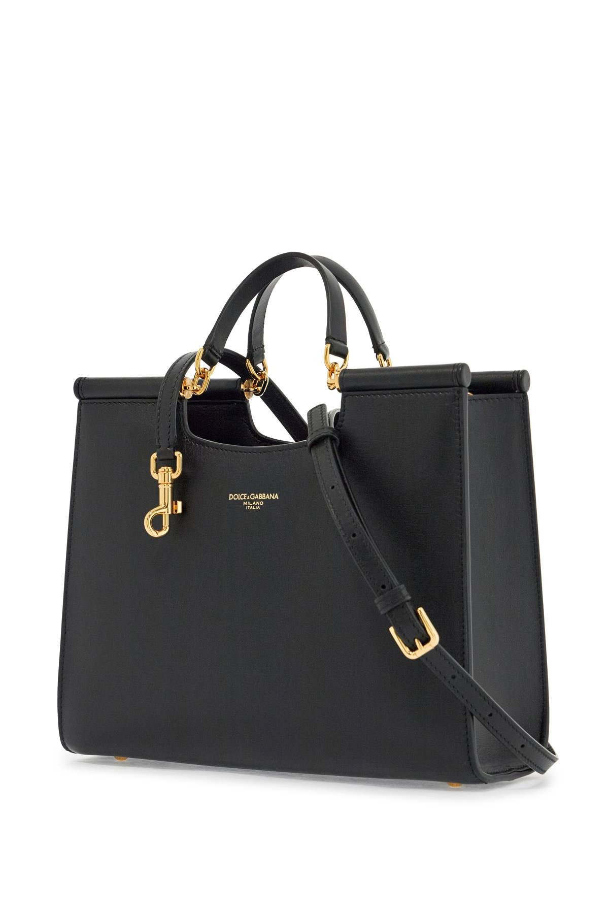 Dolce & Gabbana black calfskin tote bag with adjustable shoulder strap image 2