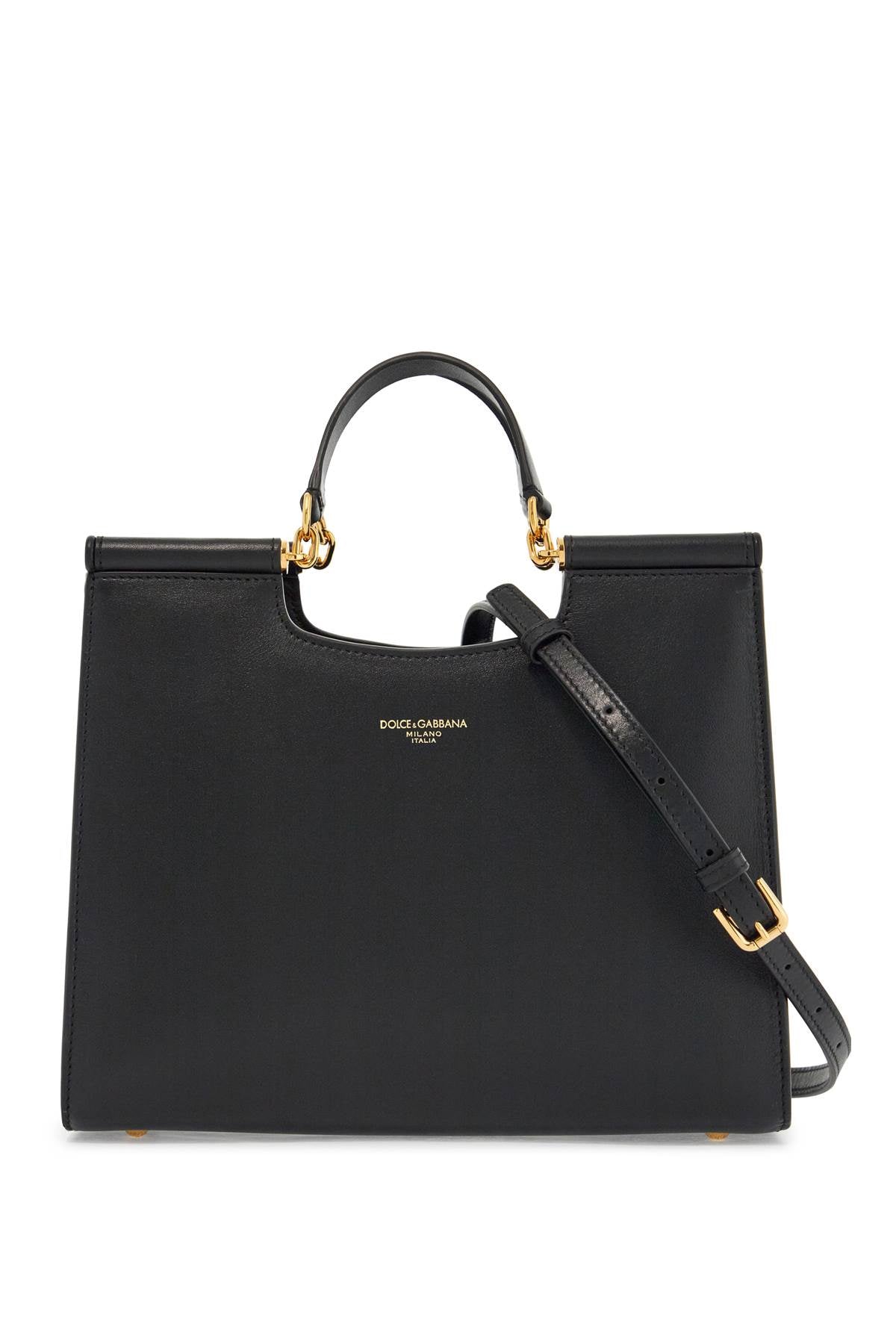 Dolce & Gabbana black calfskin tote bag with adjustable shoulder strap image 0