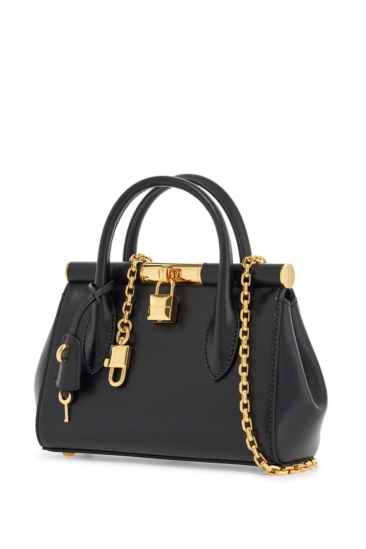 Dolce & Gabbana black calfskin handbag with gold chain image 2