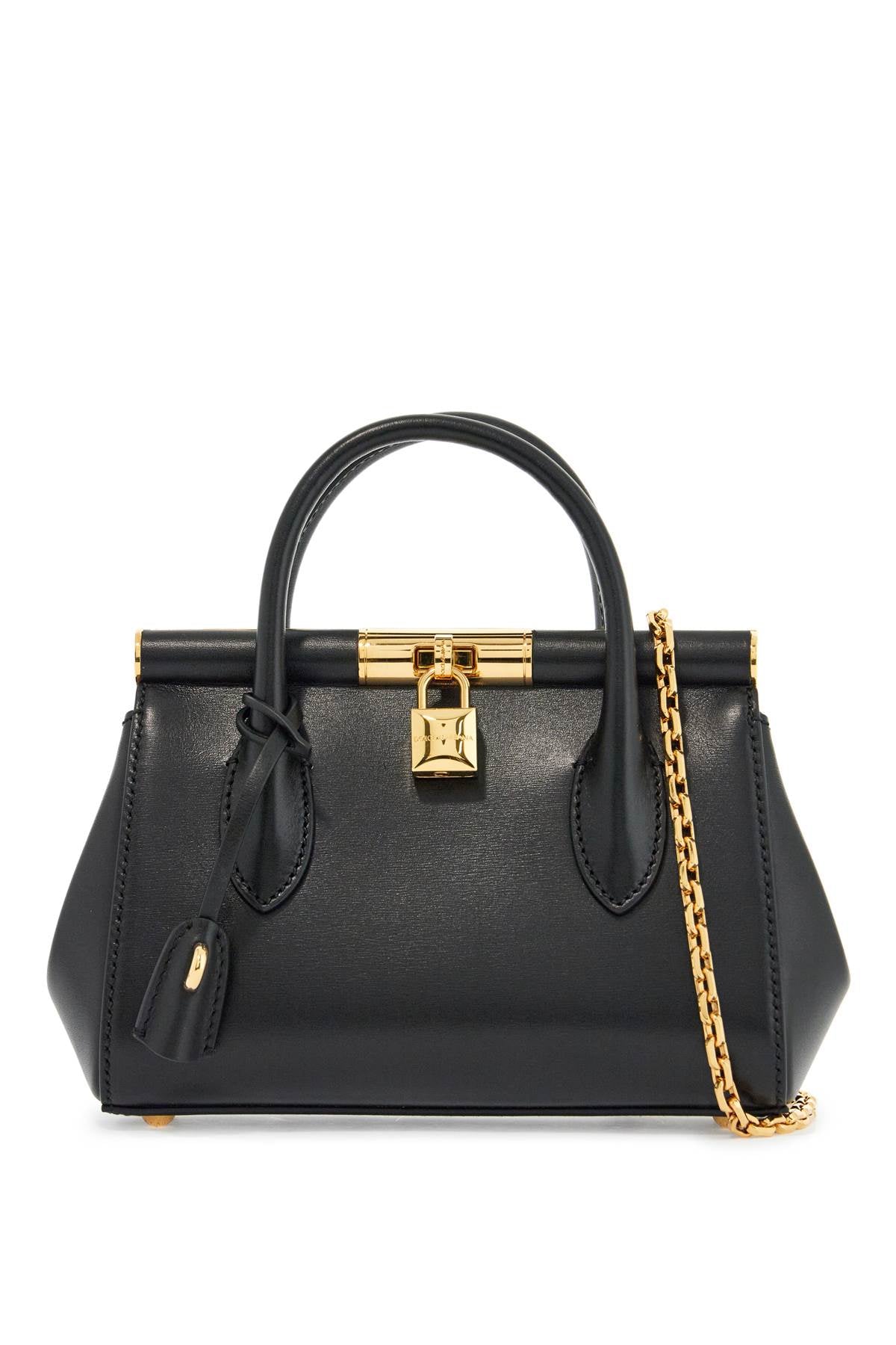 Dolce & Gabbana black calfskin handbag with gold chain image 0