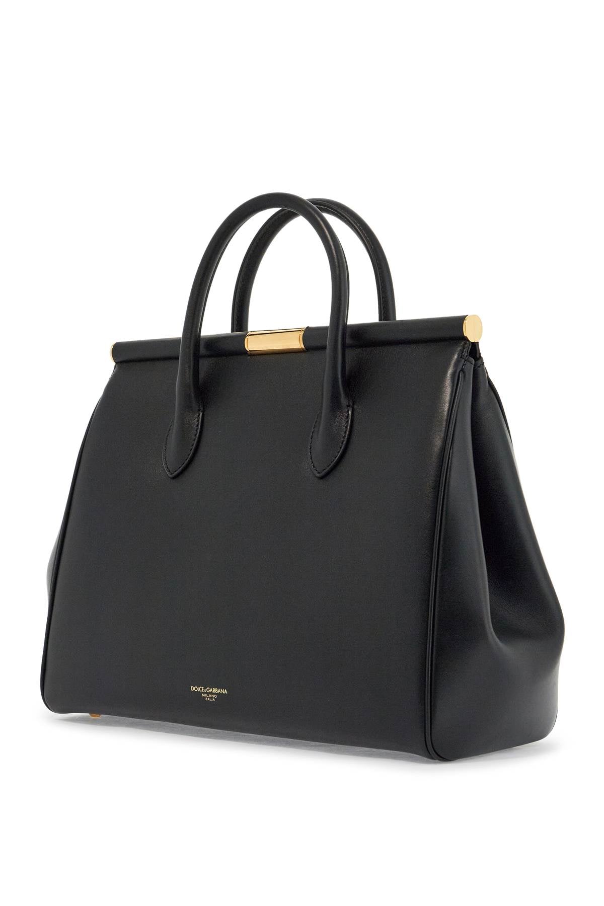 Dolce & Gabbana black calfskin top handle bag with classic and structured shoulder strap image 1